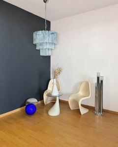 Large three-Tier Murano 52 blue alabaster glass tubes