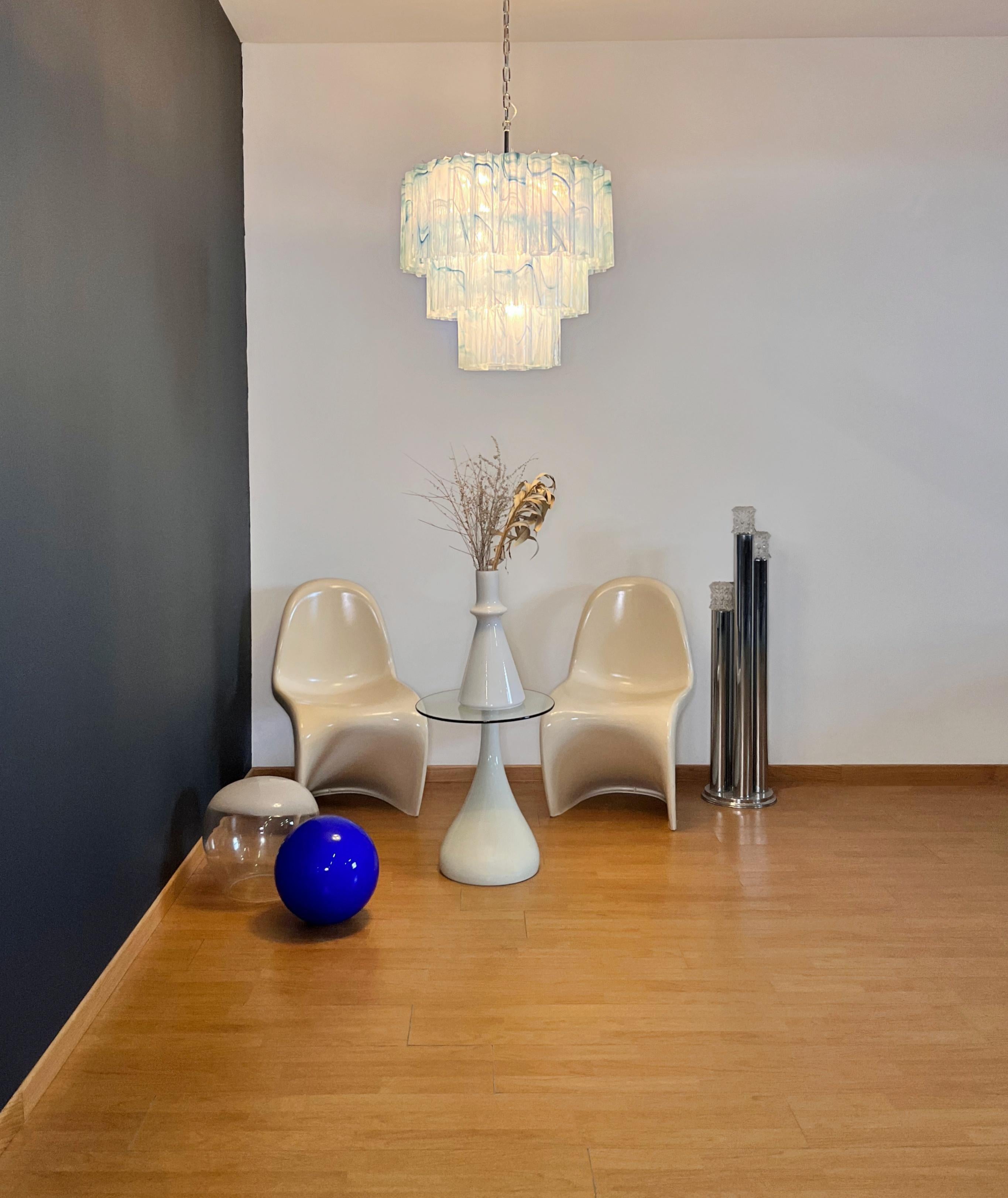Large three-Tier Murano 52 blue alabaster glass tubes For Sale 1