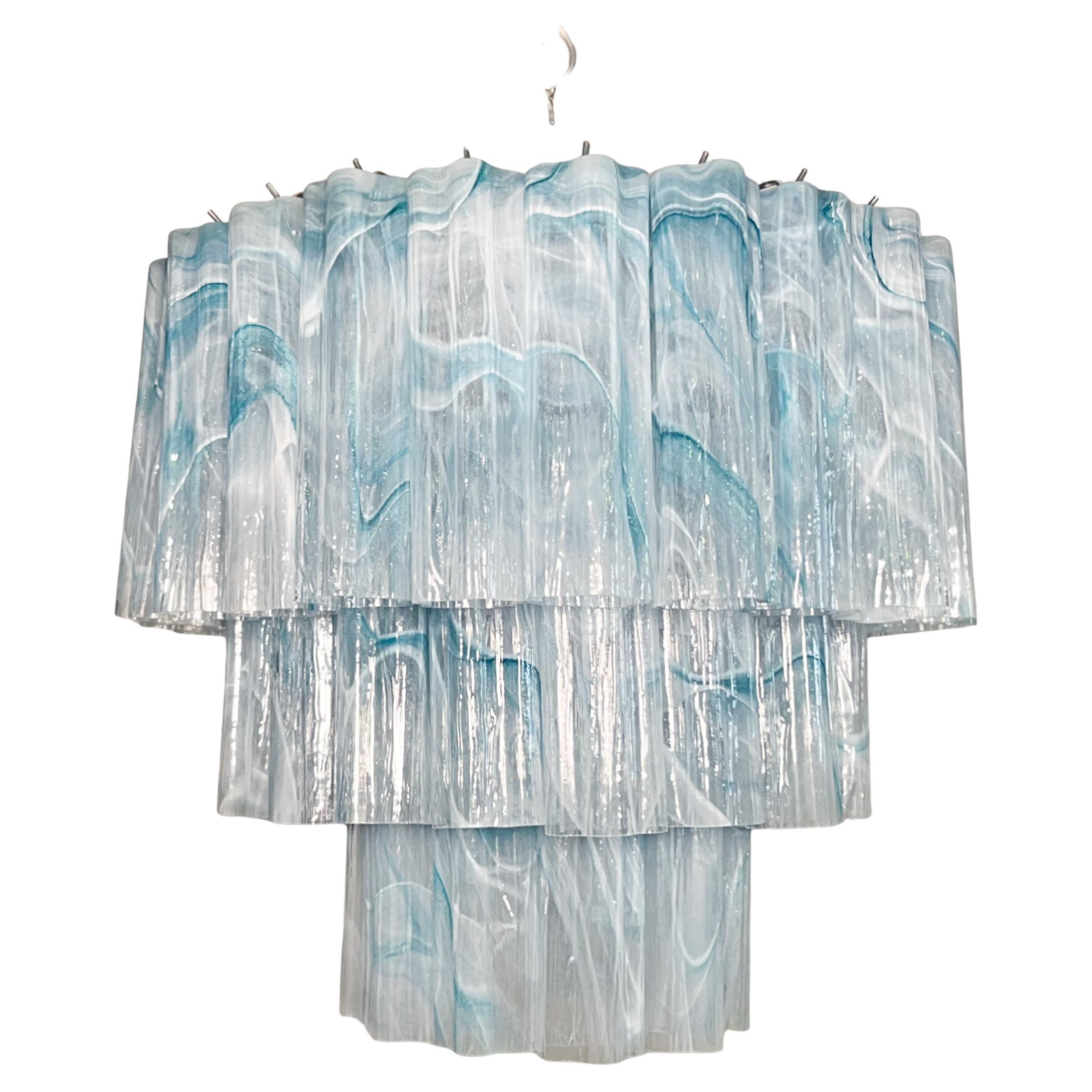 Tubos grandes de cristal de alabastro azul Murano 52 de tres pisos