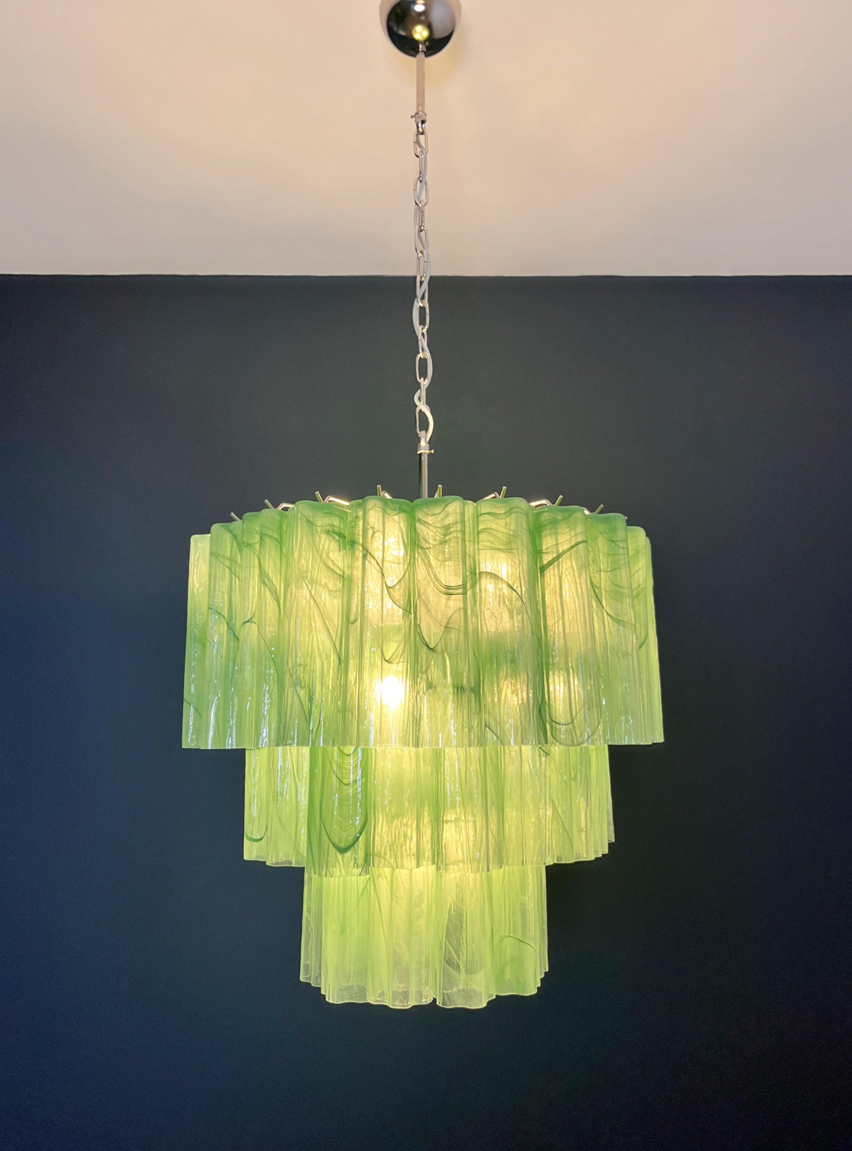 Large three-Tier Murano 52 green alabaster glass tubes For Sale 5
