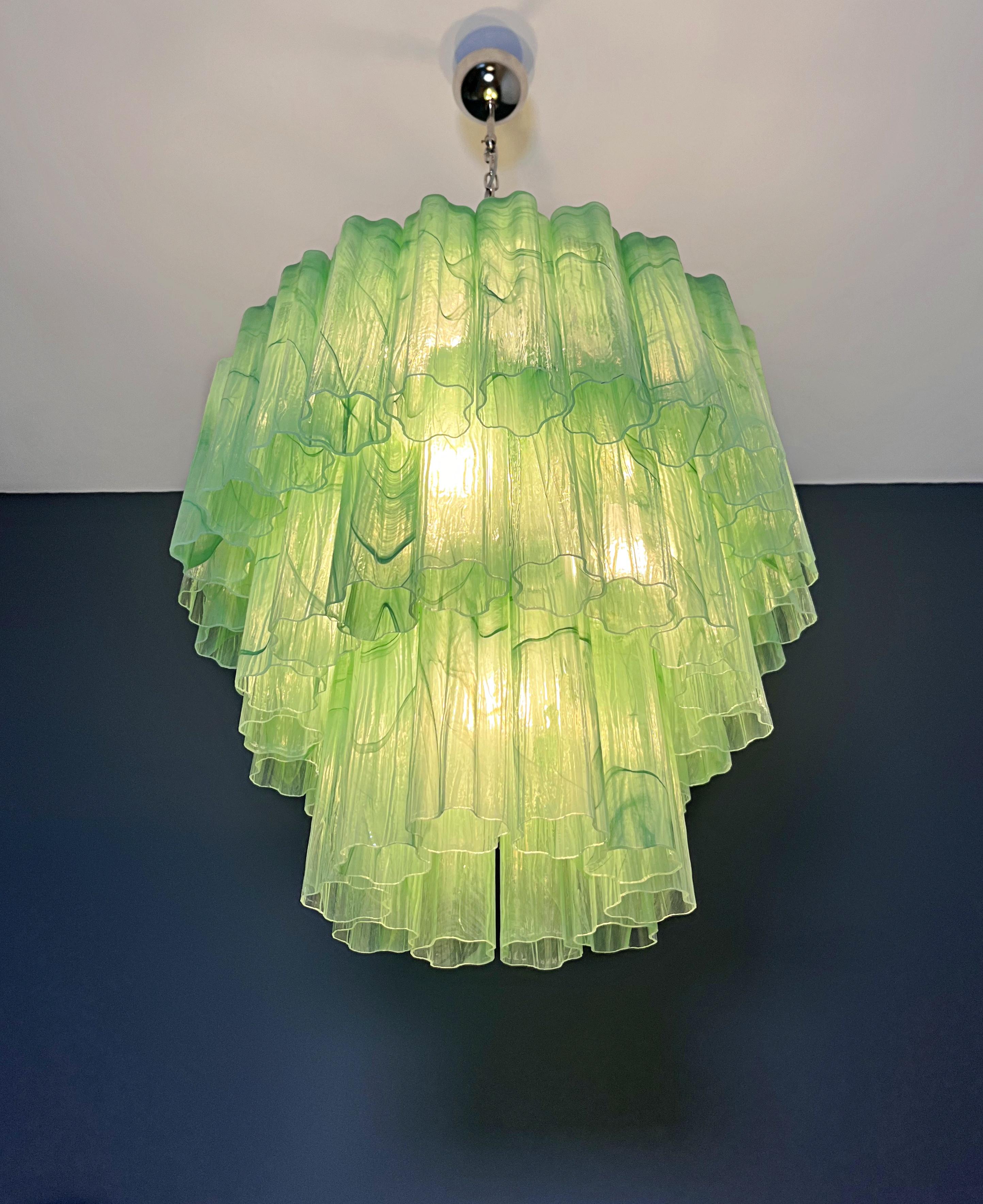 Large three-Tier Murano 52 green alabaster glass tubes For Sale 6
