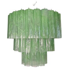 Large three-Tier Murano 52 green alabaster glass tubes