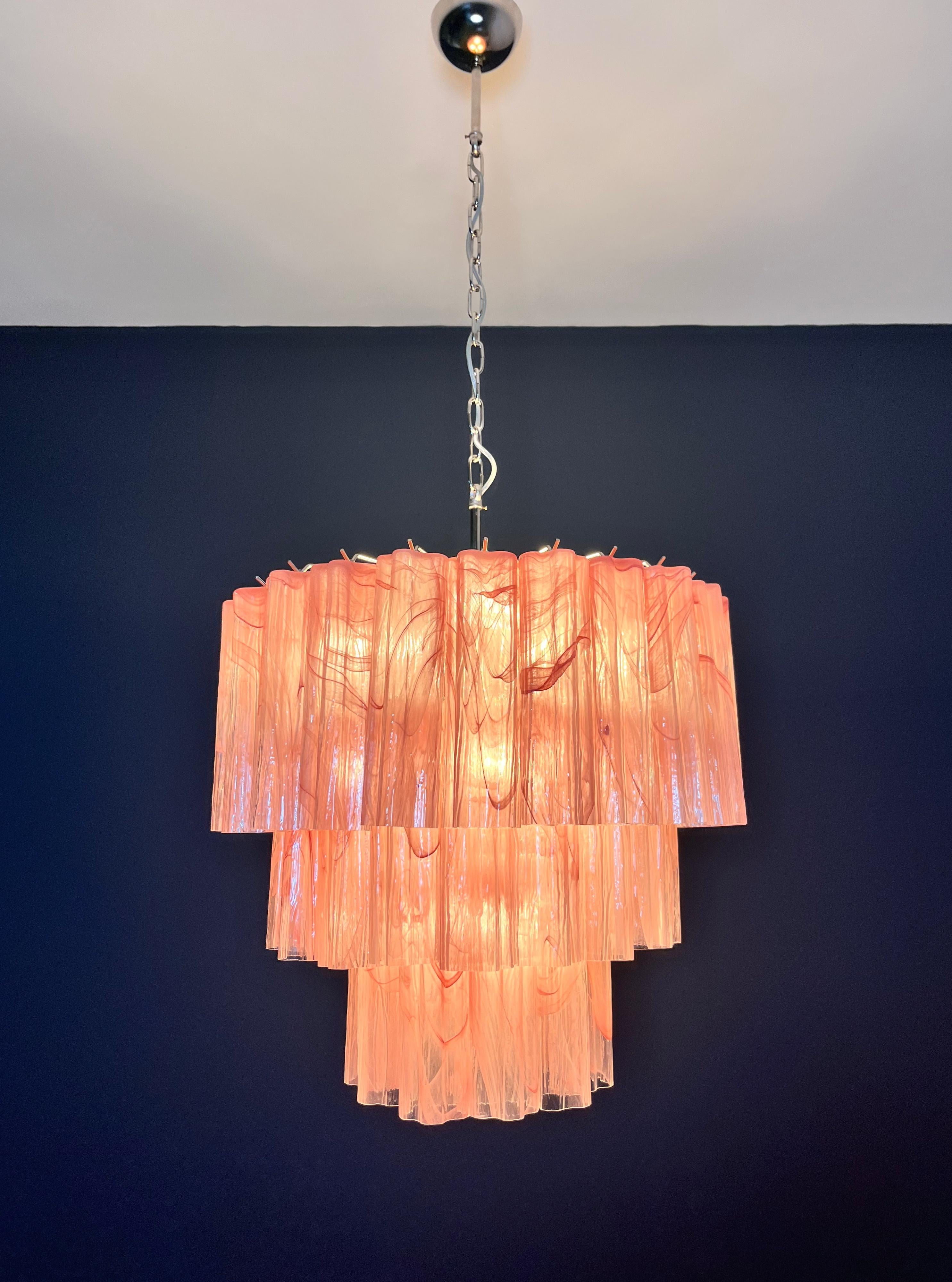 Grandi tubi in vetro di Murano 52 rosa alabastro a tre piani in vendita 5