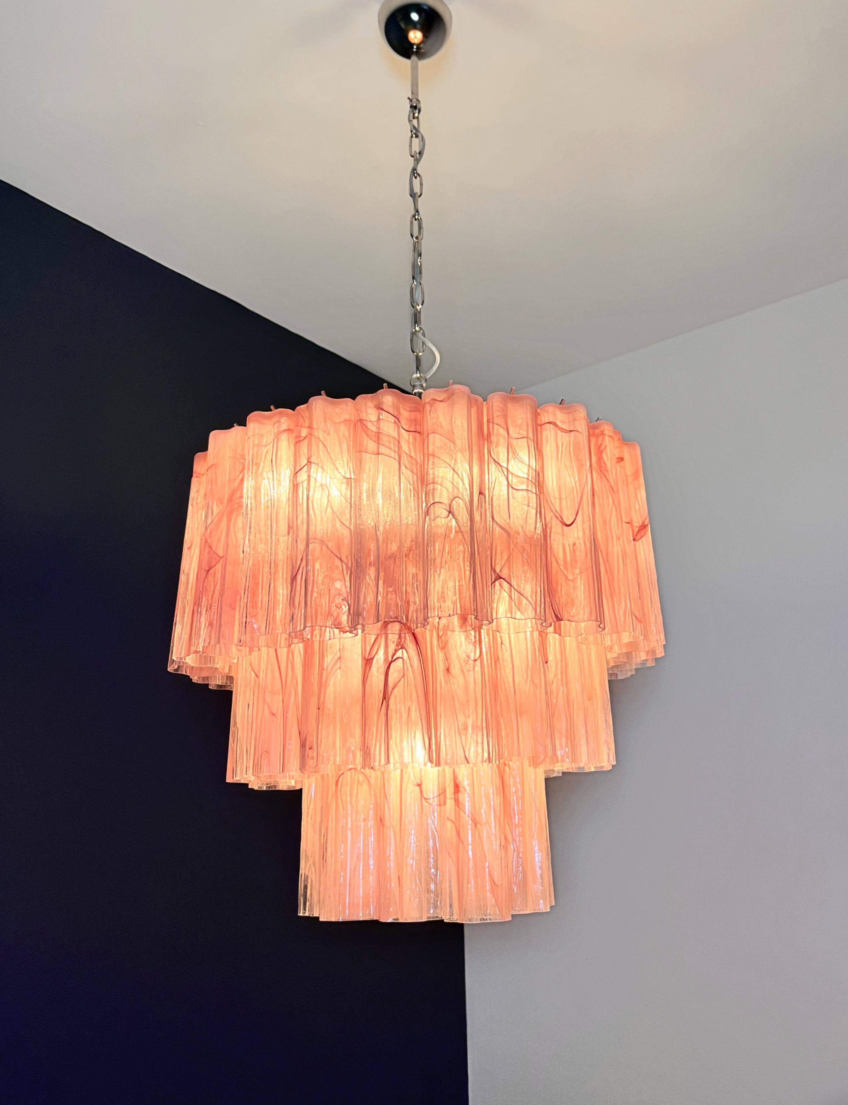 Grandi tubi in vetro di Murano 52 rosa alabastro a tre piani in vendita 7