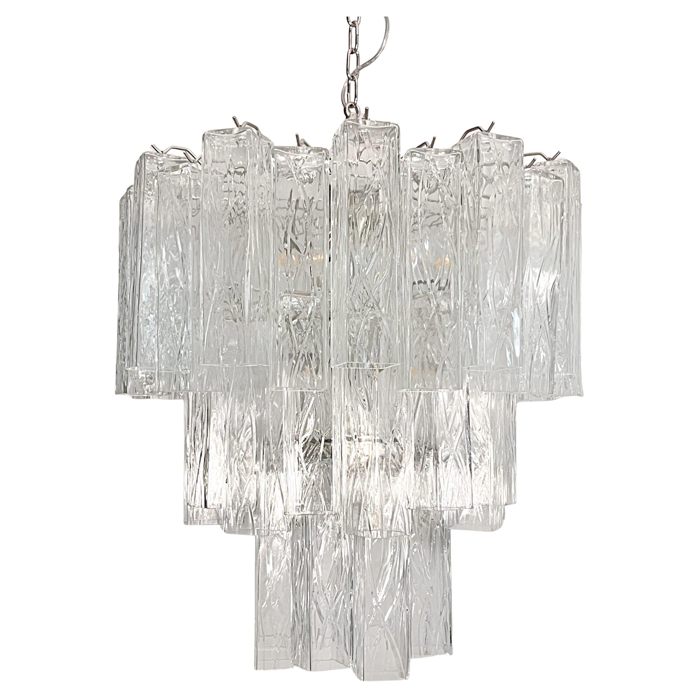 Large three-Tier Murano Glass Tube Chandelier – 48 glasses
