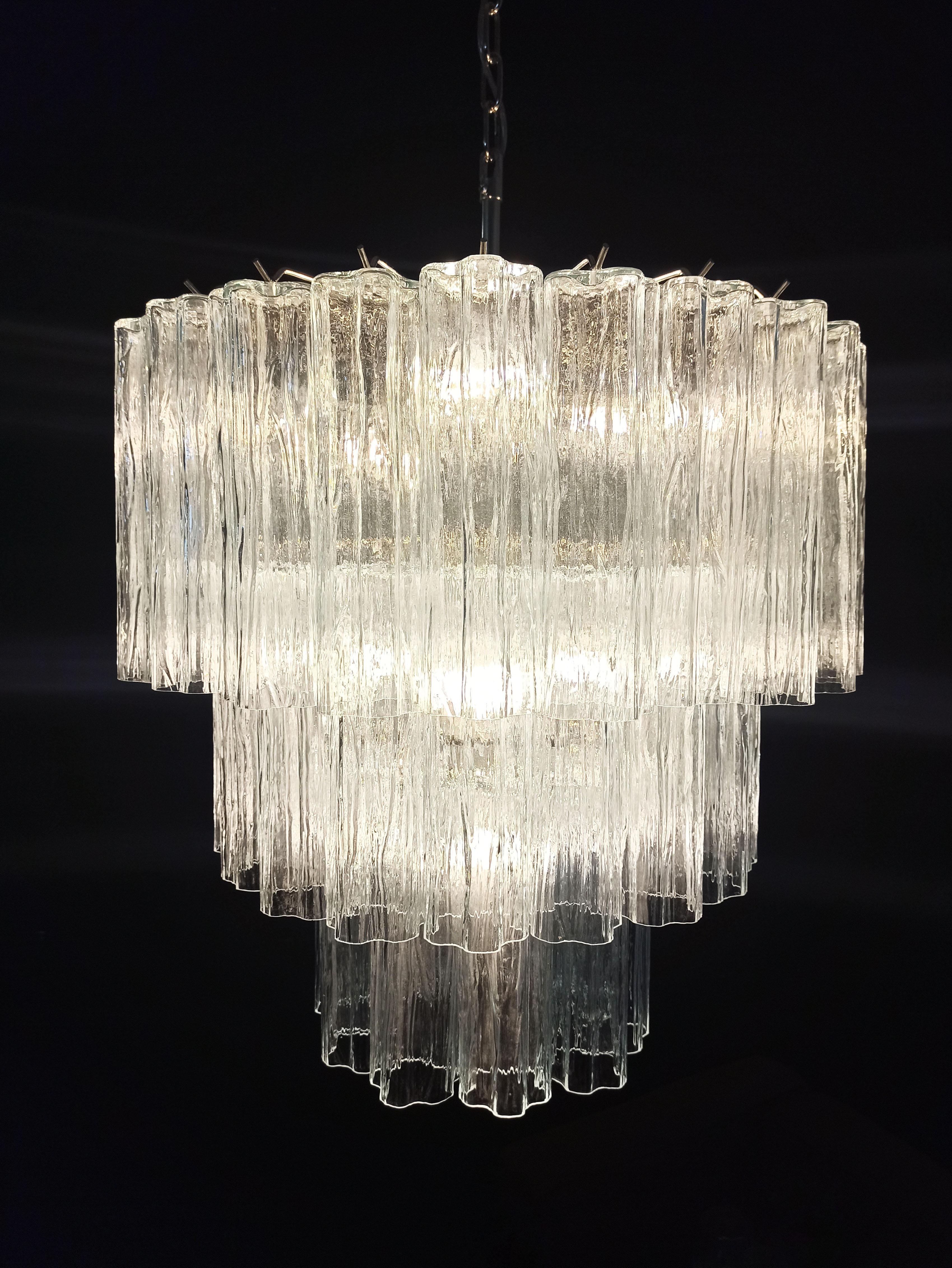 Large three-Tier Murano Glass Tube Chandelier - 52 glasses For Sale 2