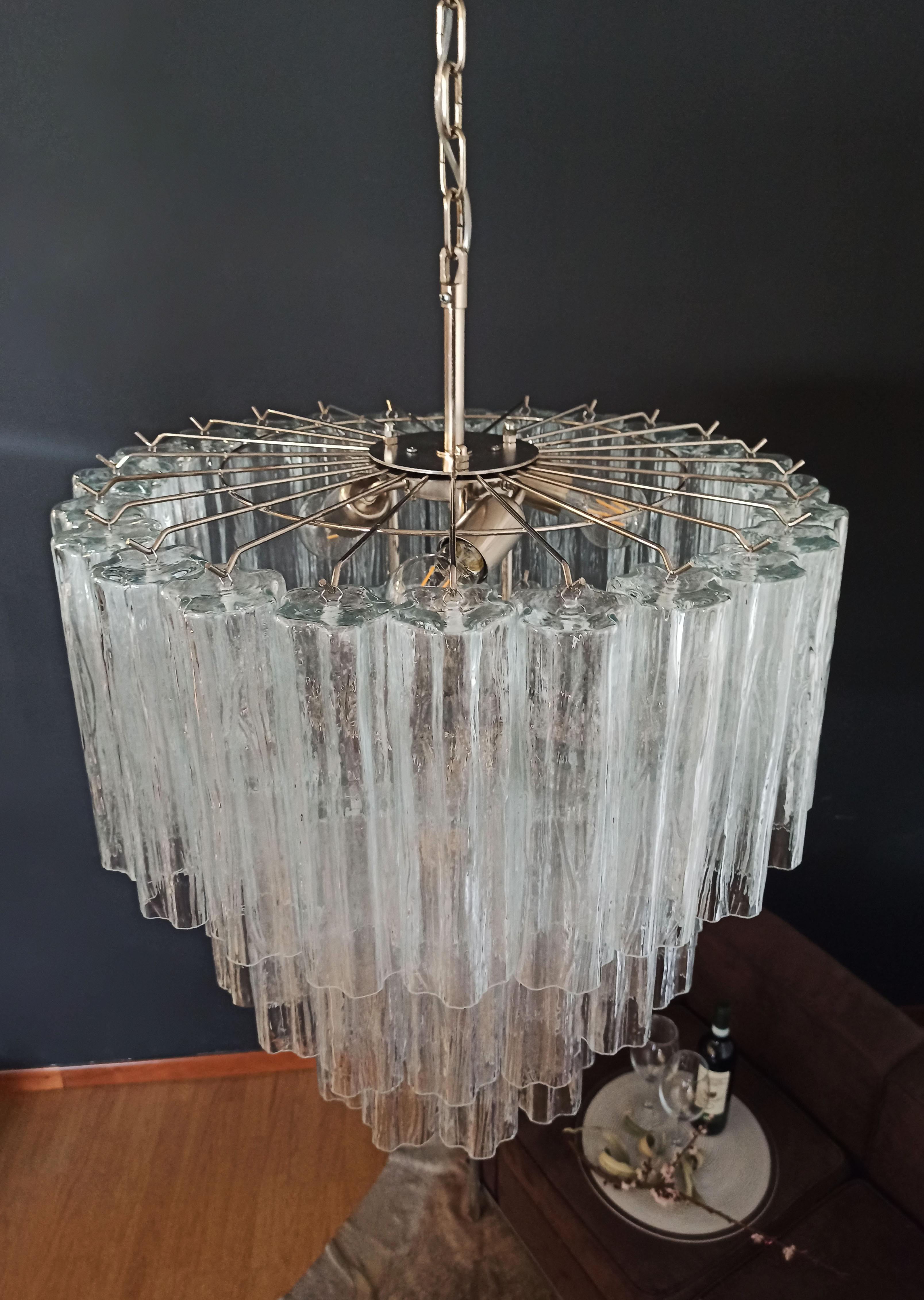 Large three-Tier Murano Glass Tube Chandelier - 52 glasses For Sale 6