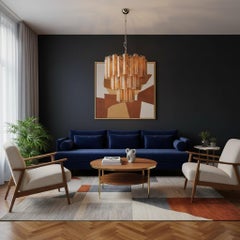 Grande lampadario a tubo in vetro di Murano a tre livelli - ambra nera albaster