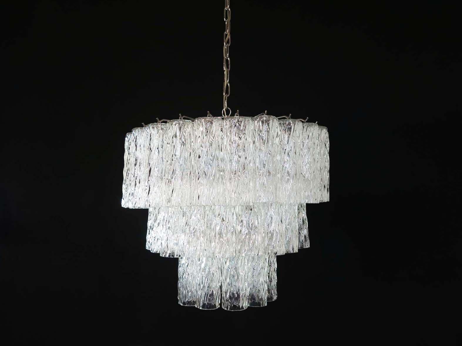 Mid-Century Modern Large Three-Tier Murano Glass Tube Chandelier For Sale