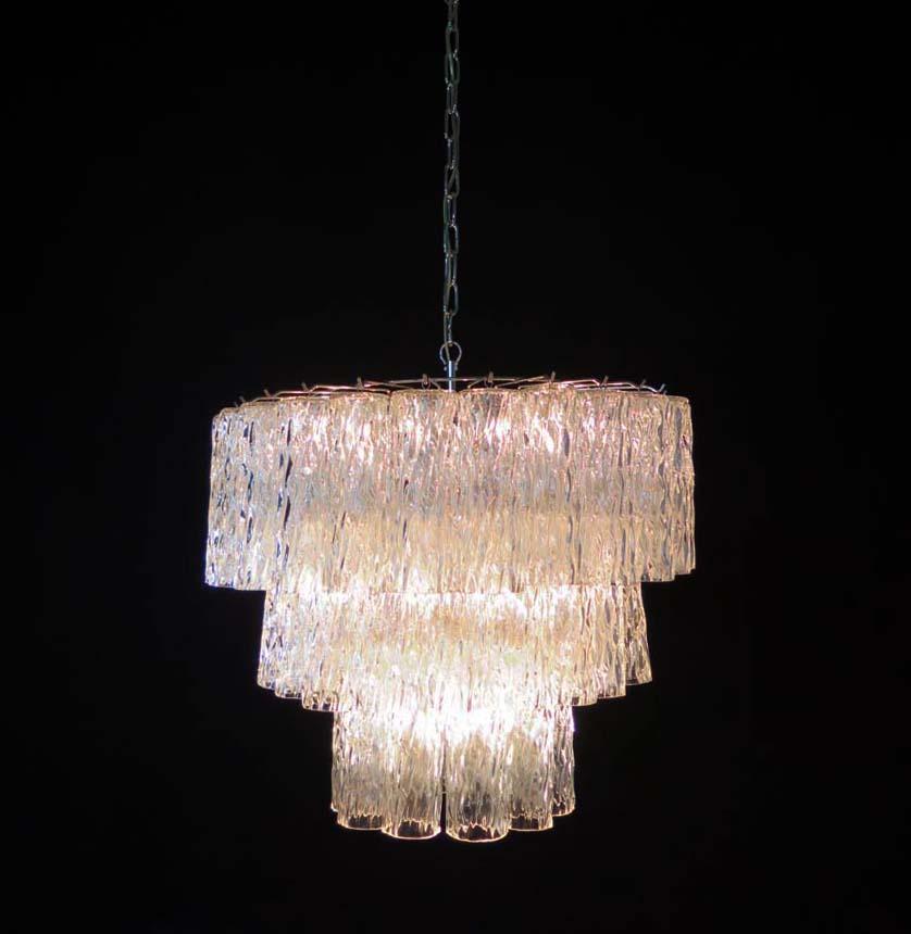 Large Three-Tier Murano Glass Tube Chandelier In Good Condition For Sale In Gaiarine Frazione Francenigo (TV), IT