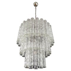 Vintage Large Three-Tier Murano Glass Tube Chandelier