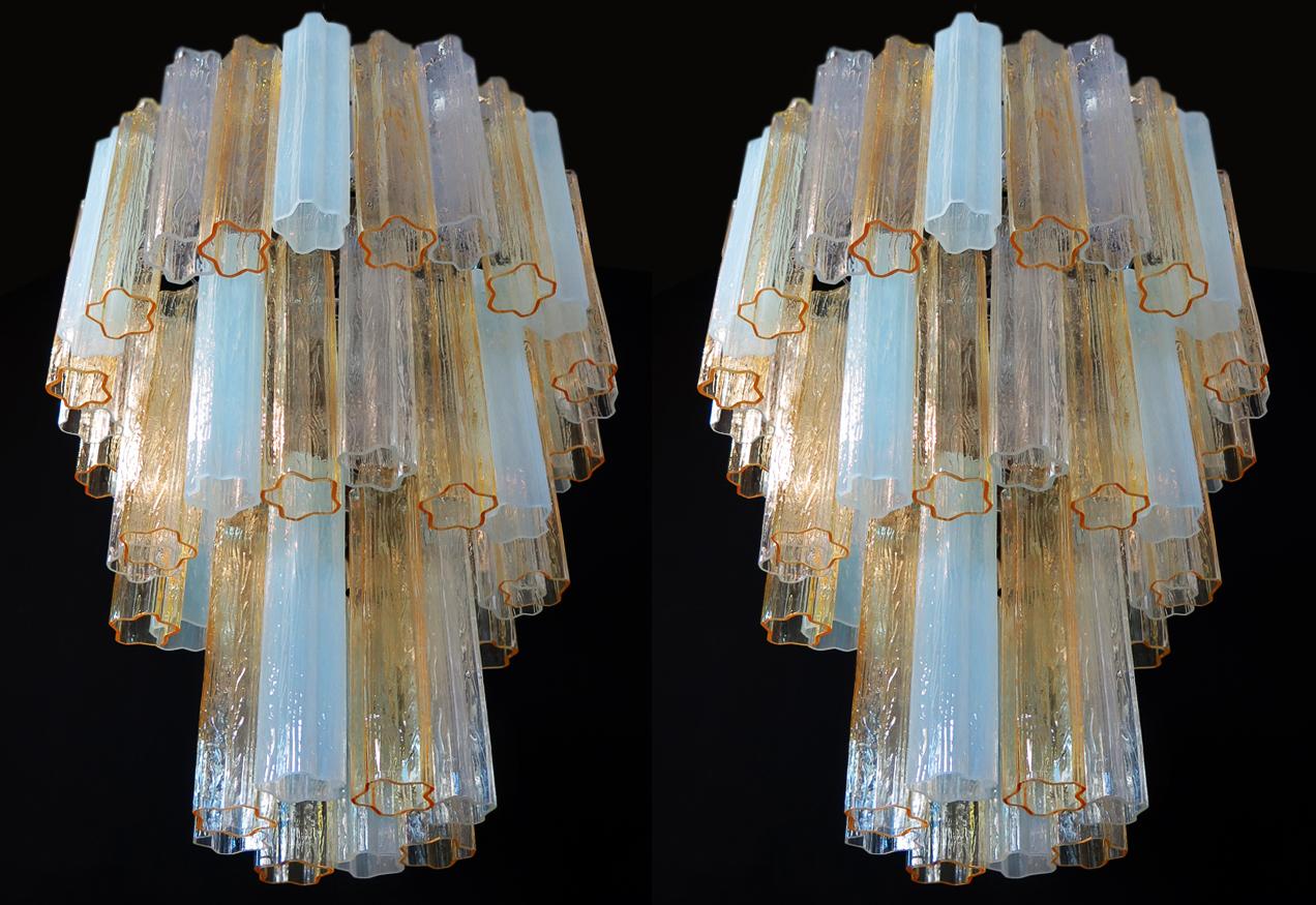 Large Three-Tier Venini Murano 48 Glass Tube Chandelier, 1980s For Sale 11