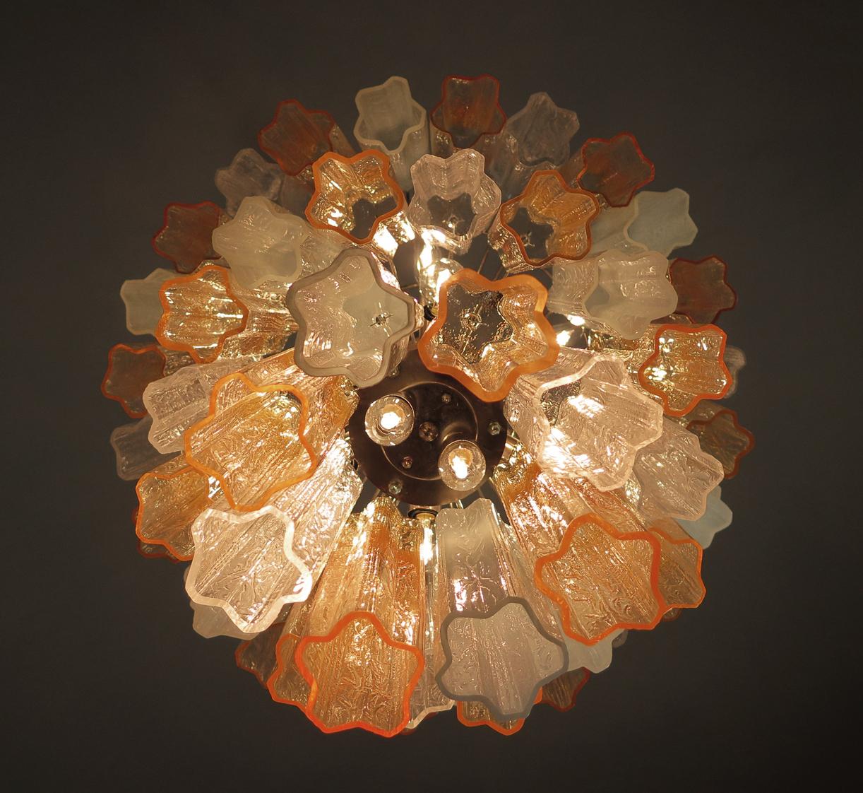 Pair Large Three-Tier Venini Murano Glass Tube Chandelier. 1980s For Sale 10
