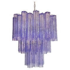 Large three-Tier Venini Murano Glass Tube Chandelier – 48 purple glasses