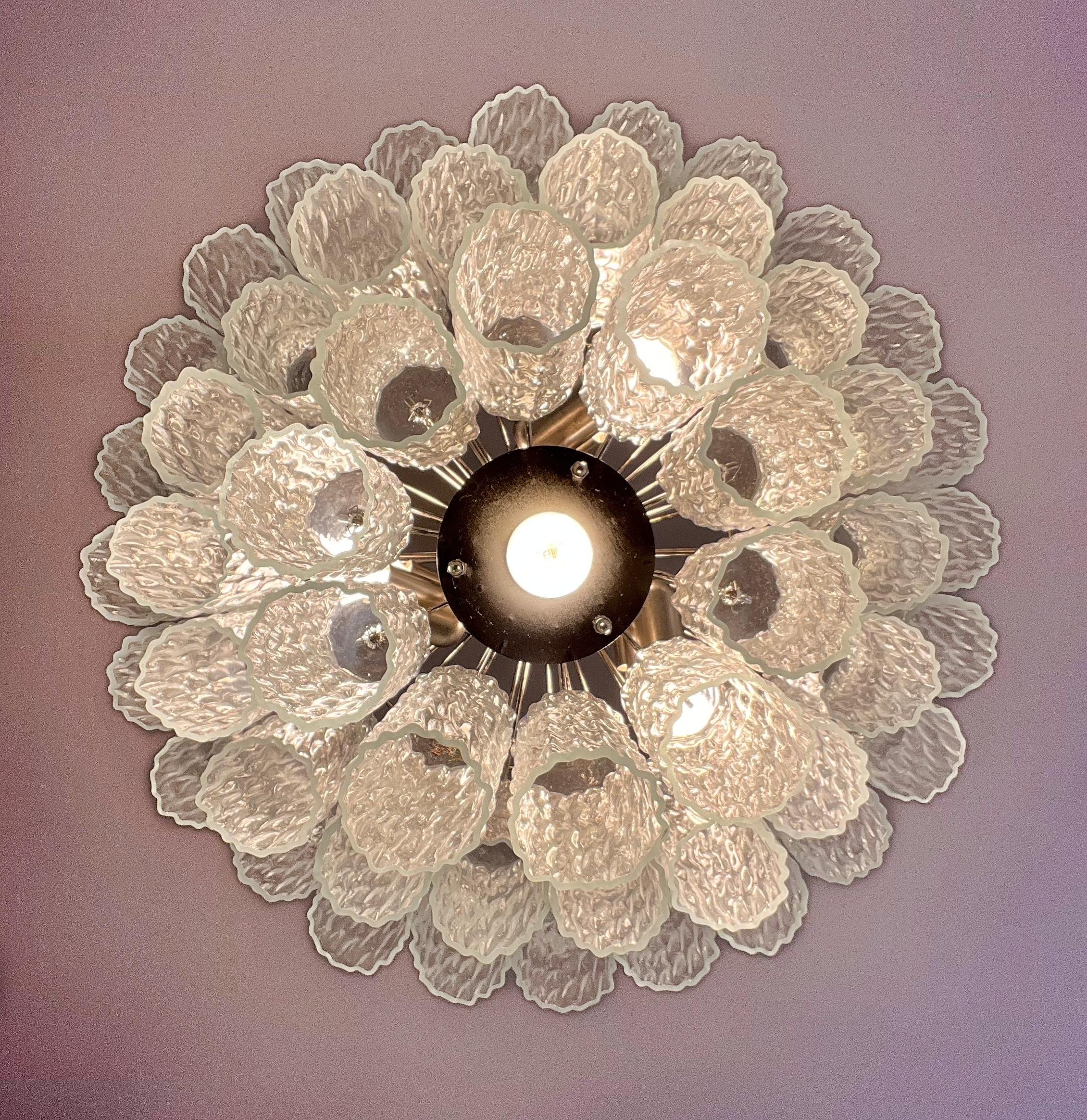 Large three-Tier Venini Murano Glass Tube Chandelier For Sale 8
