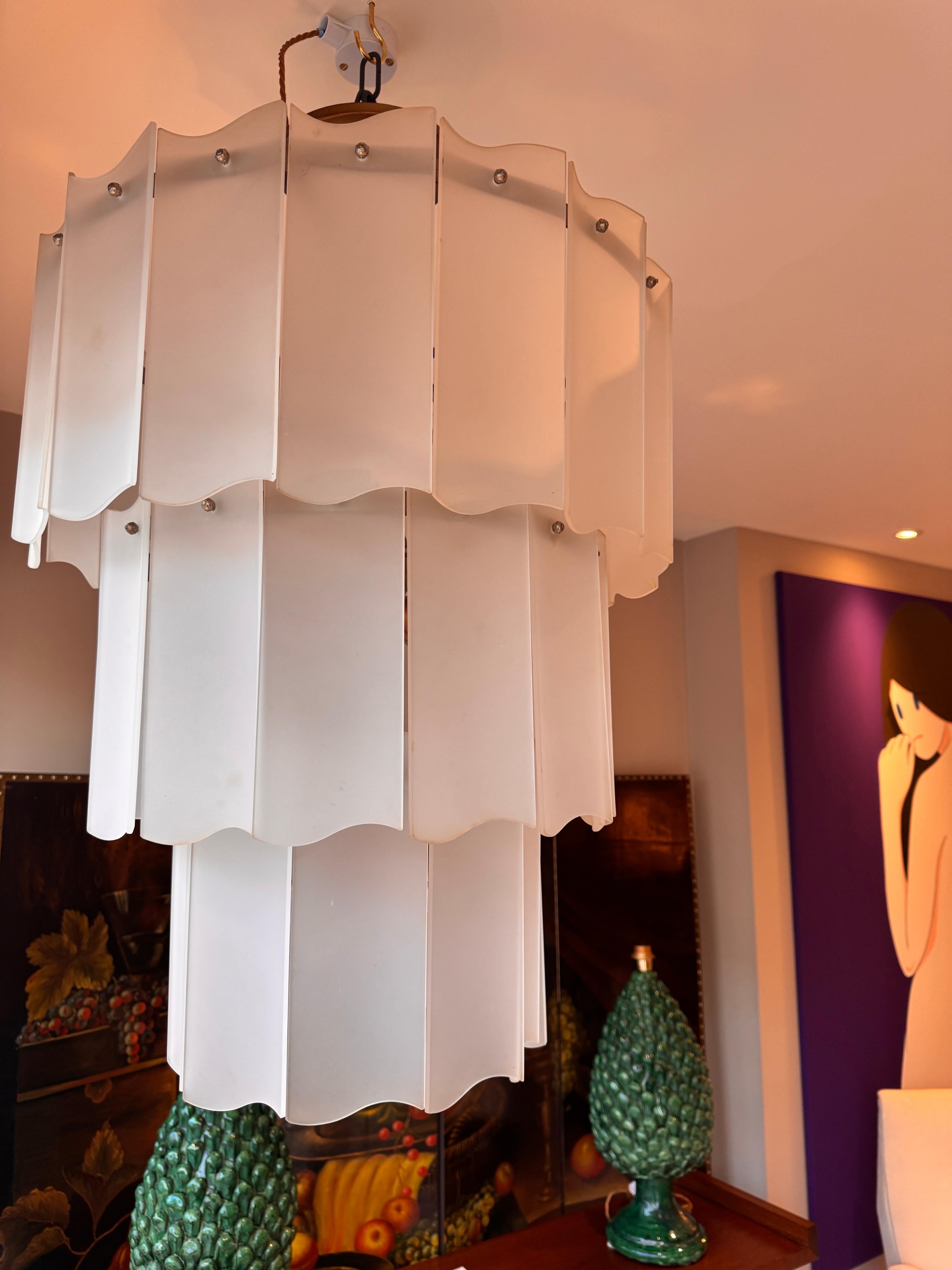 Large Three tiered cascading Murano glass chandelier For Sale 1