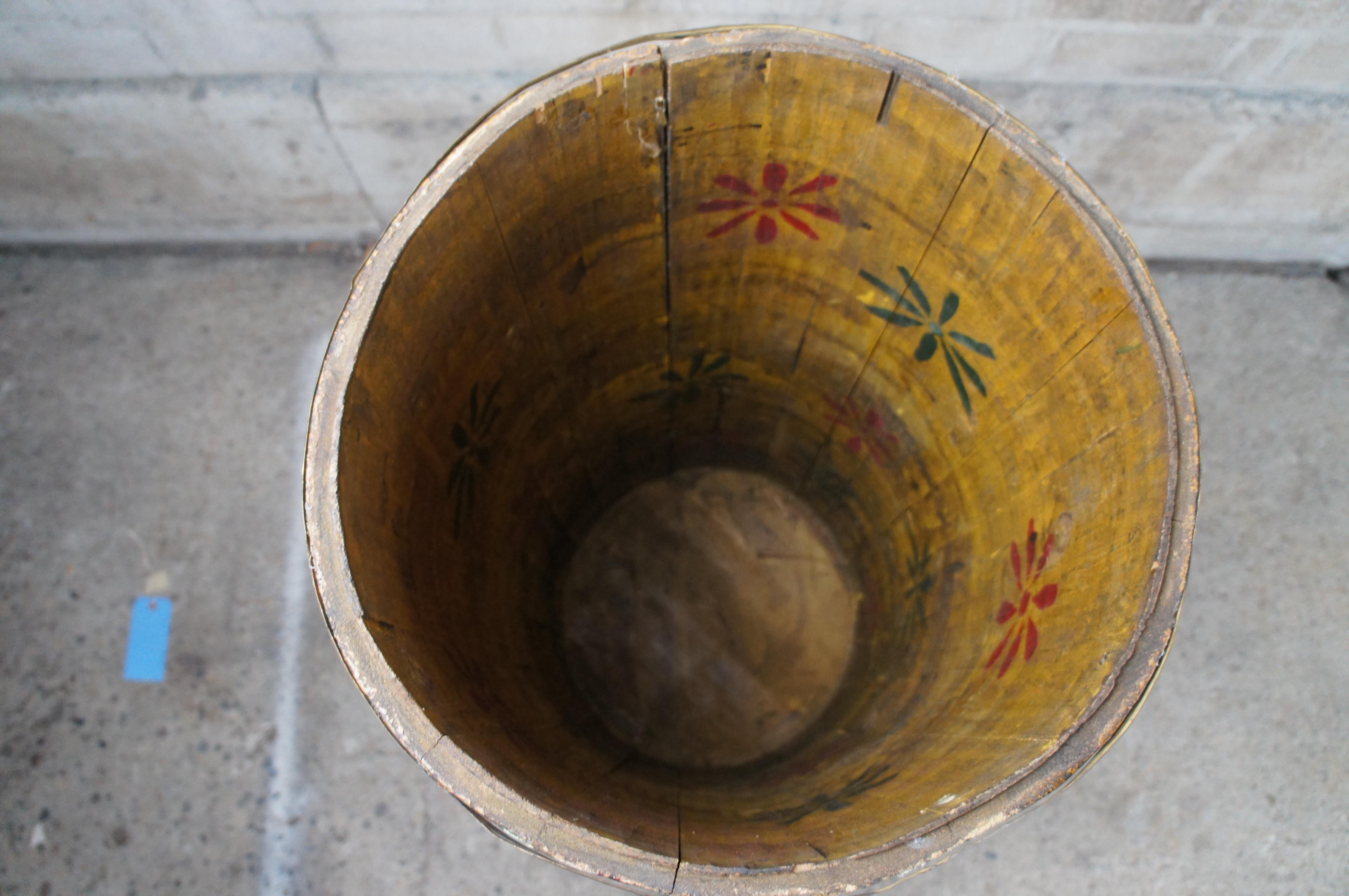 Large Tibetan Polychrome Cylindrical Storage Box Bin Umbrella Cane Stand 41