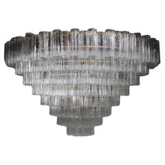 Large Tiered Cascading  Flush Mount Chandelier with Murano Glass Tronchi Shades