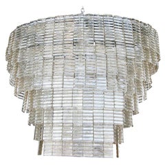 Large Tiered Oval Smoked Murano Glass Chandelier