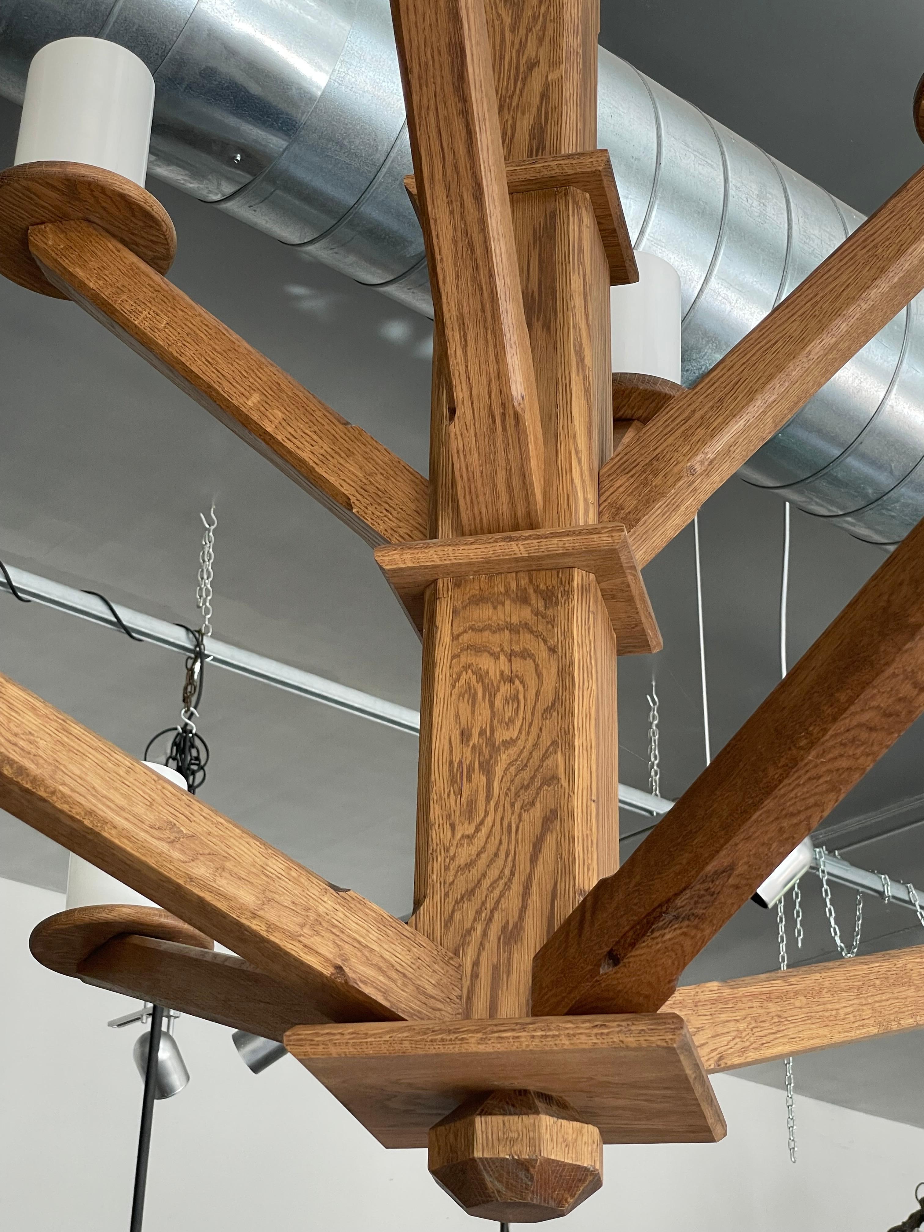 North American Large Tiered Wood Chandelier For Sale