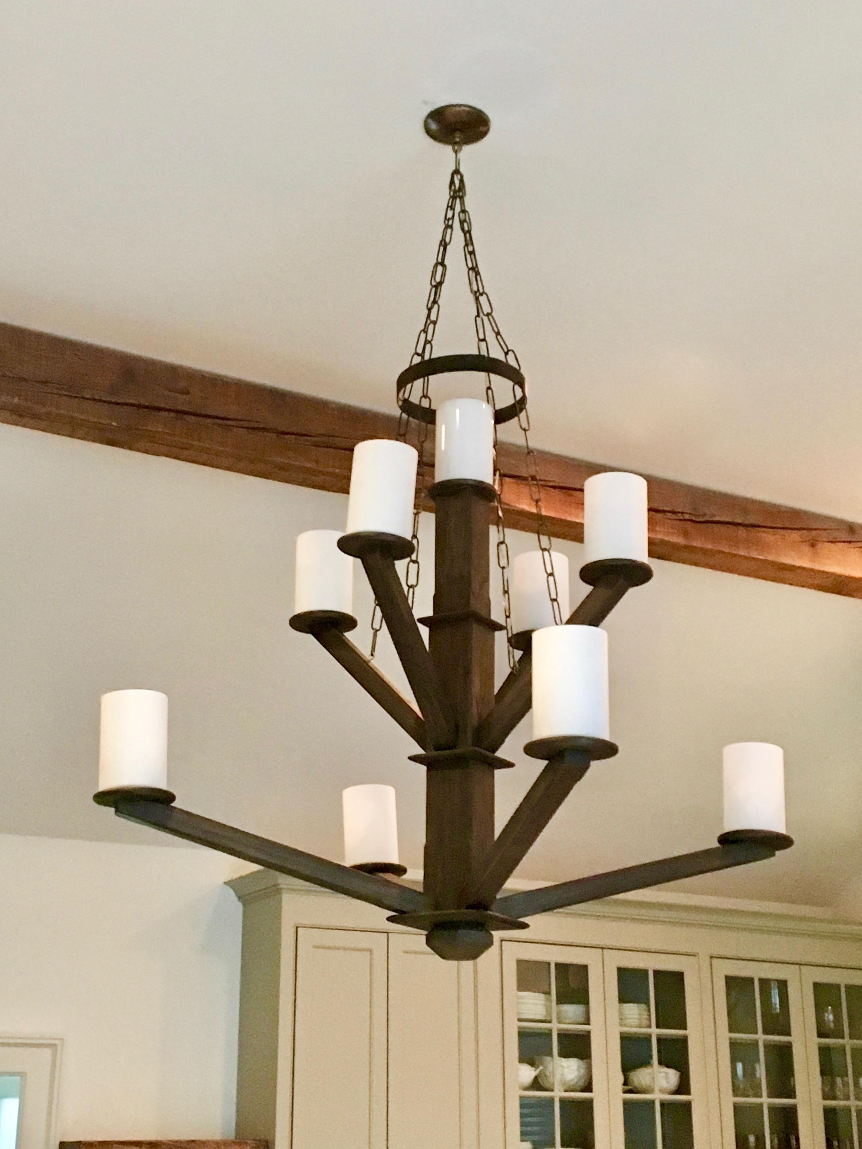 Large Tiered Wood Chandelier In New Condition For Sale In Pound Ridge, NY