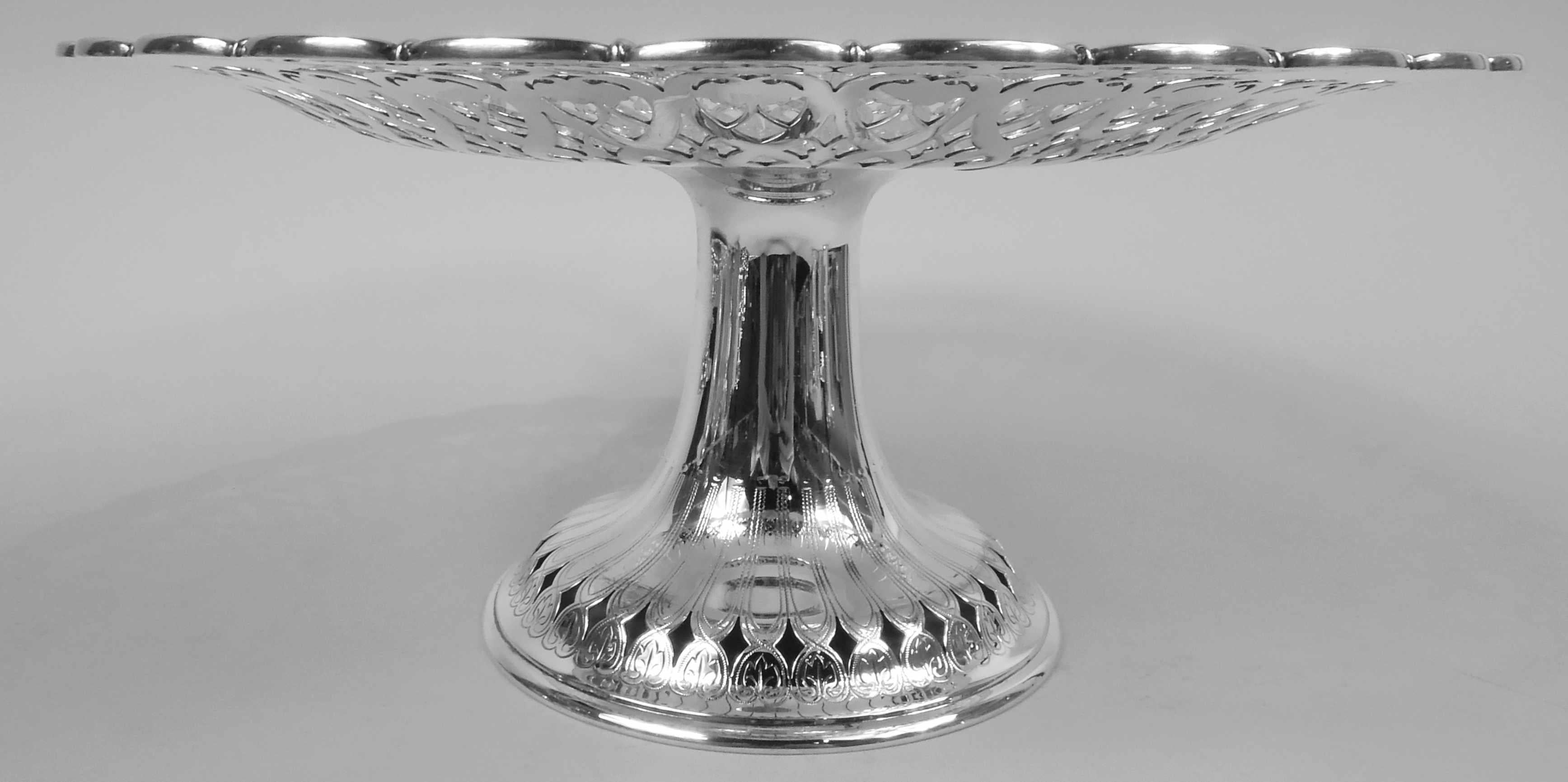 Large Tiffany American Edwardian Art Nouveau Sterling Silver Compote In Good Condition In New York, NY