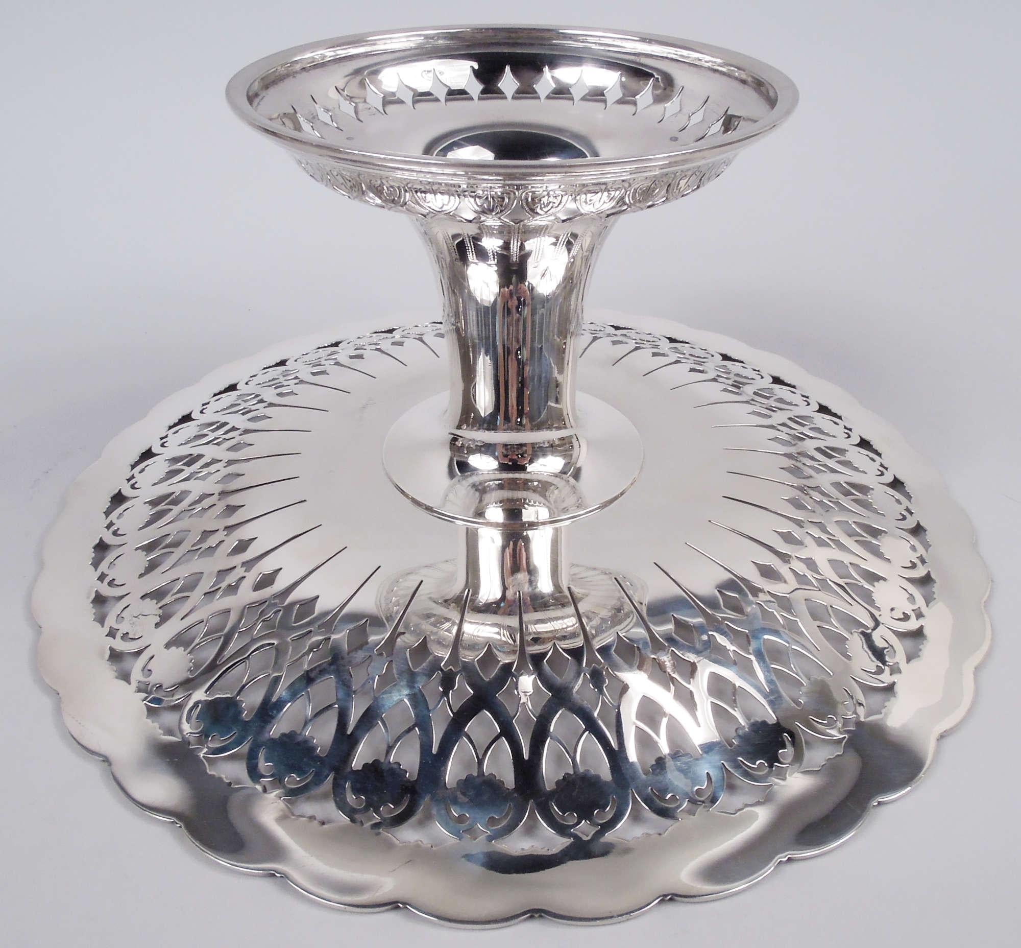 Large Tiffany American Edwardian Art Nouveau Sterling Silver Compote For Sale 3