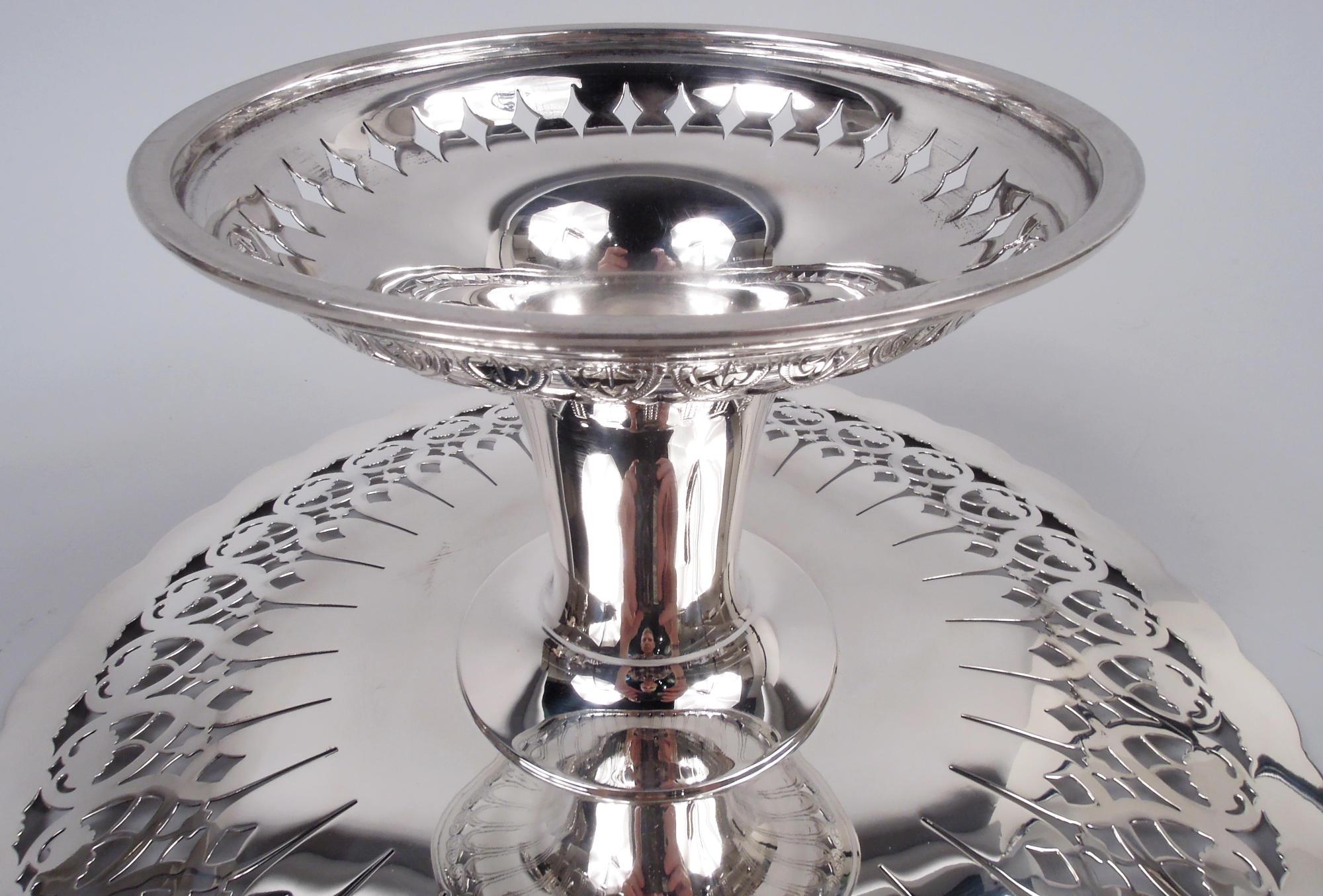 Large Tiffany American Edwardian Art Nouveau Sterling Silver Compote For Sale 4