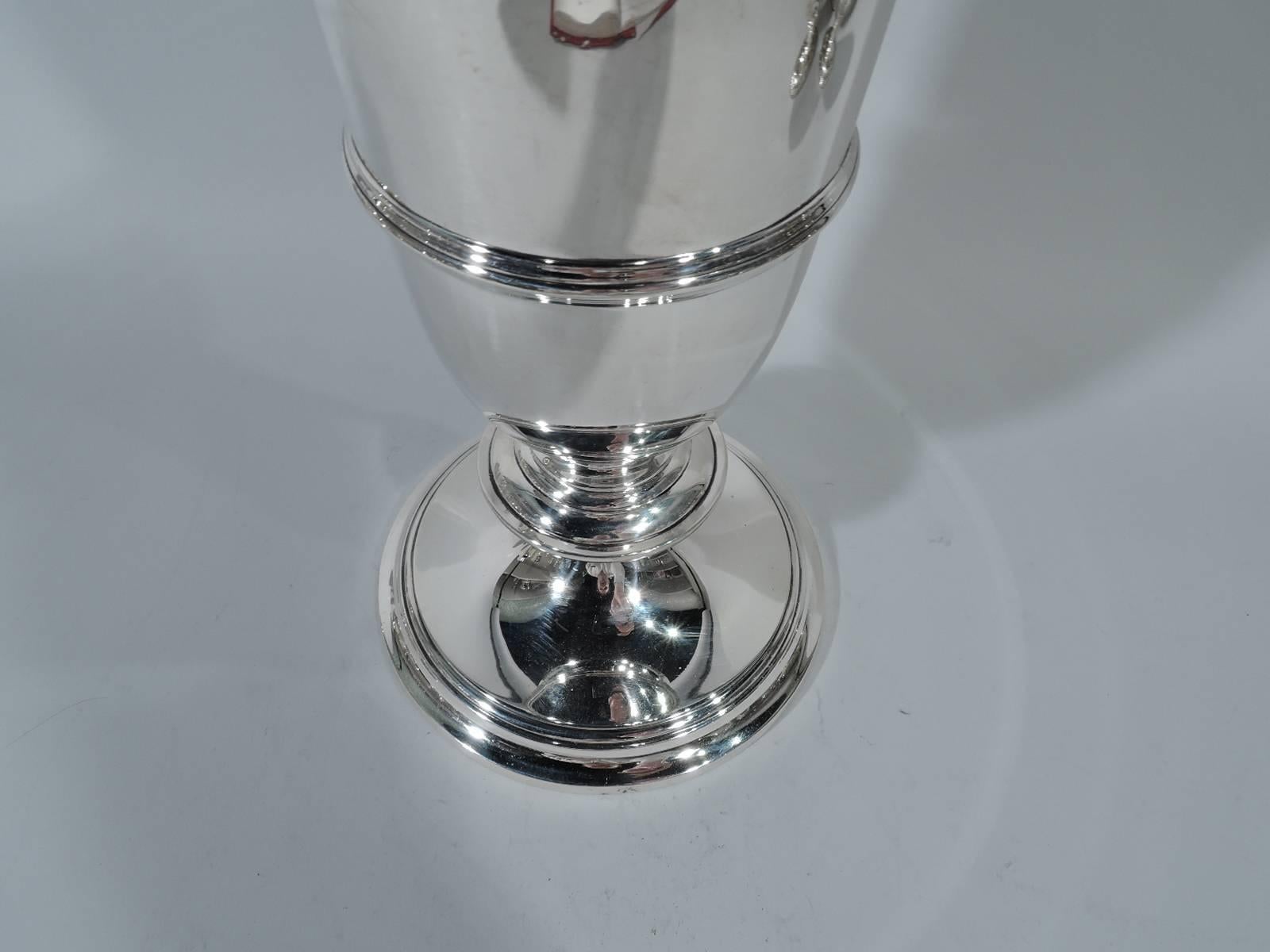 American Large Tiffany Art Deco Sterling Silver Trumpet Vase