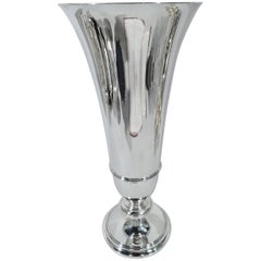 Large Tiffany Art Deco Sterling Silver Trumpet Vase