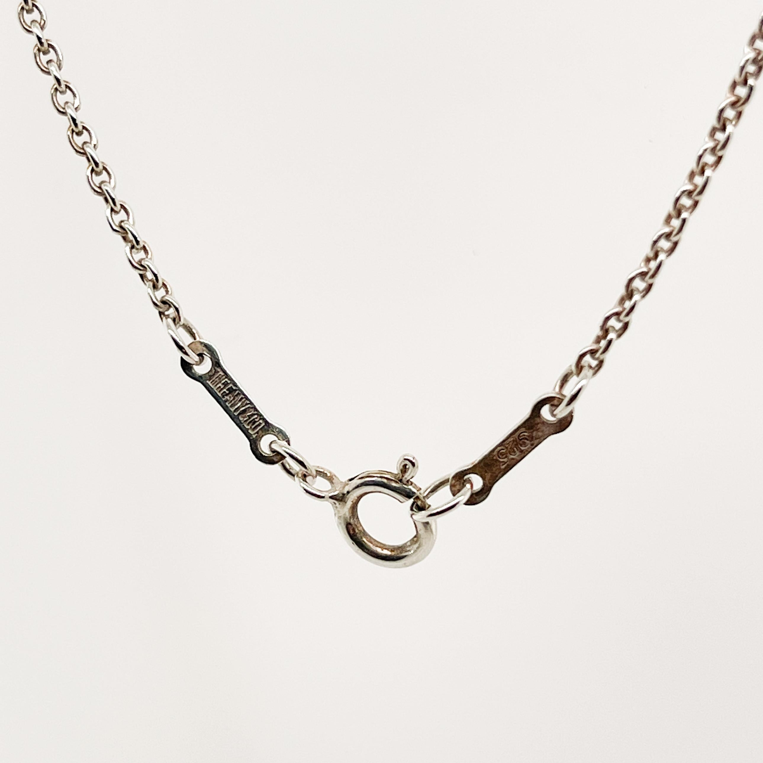 Modern Large Tiffany & Co. Elsa Peretti Sterling Silver Open Heart Pendant Necklace