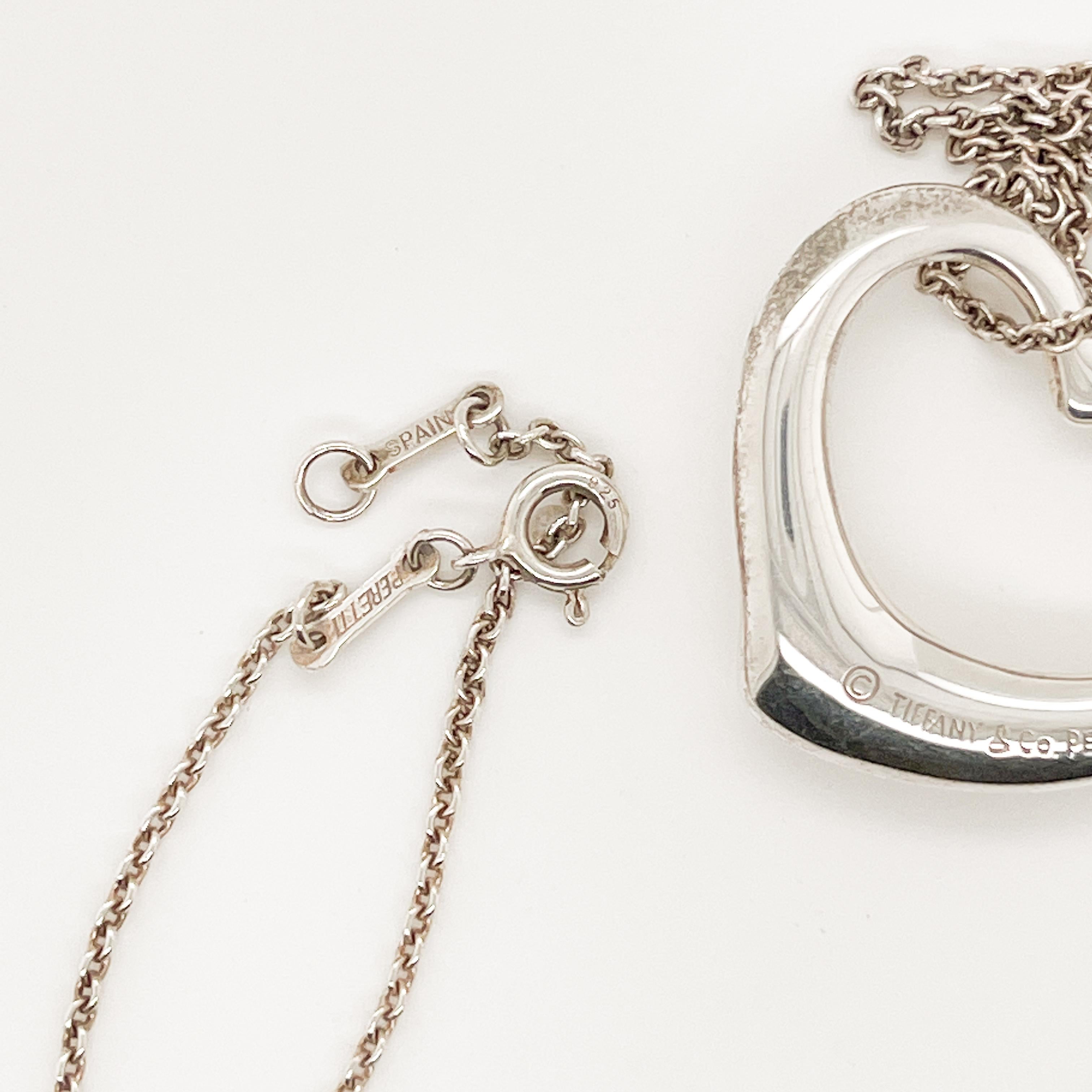Women's Large Tiffany & Co. Elsa Peretti Sterling Silver Open Heart Pendant Necklace