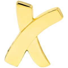 Large 1980's Paloma Picasso Tiffany & Co. 18 Karat Gold Graffiti X Brooch