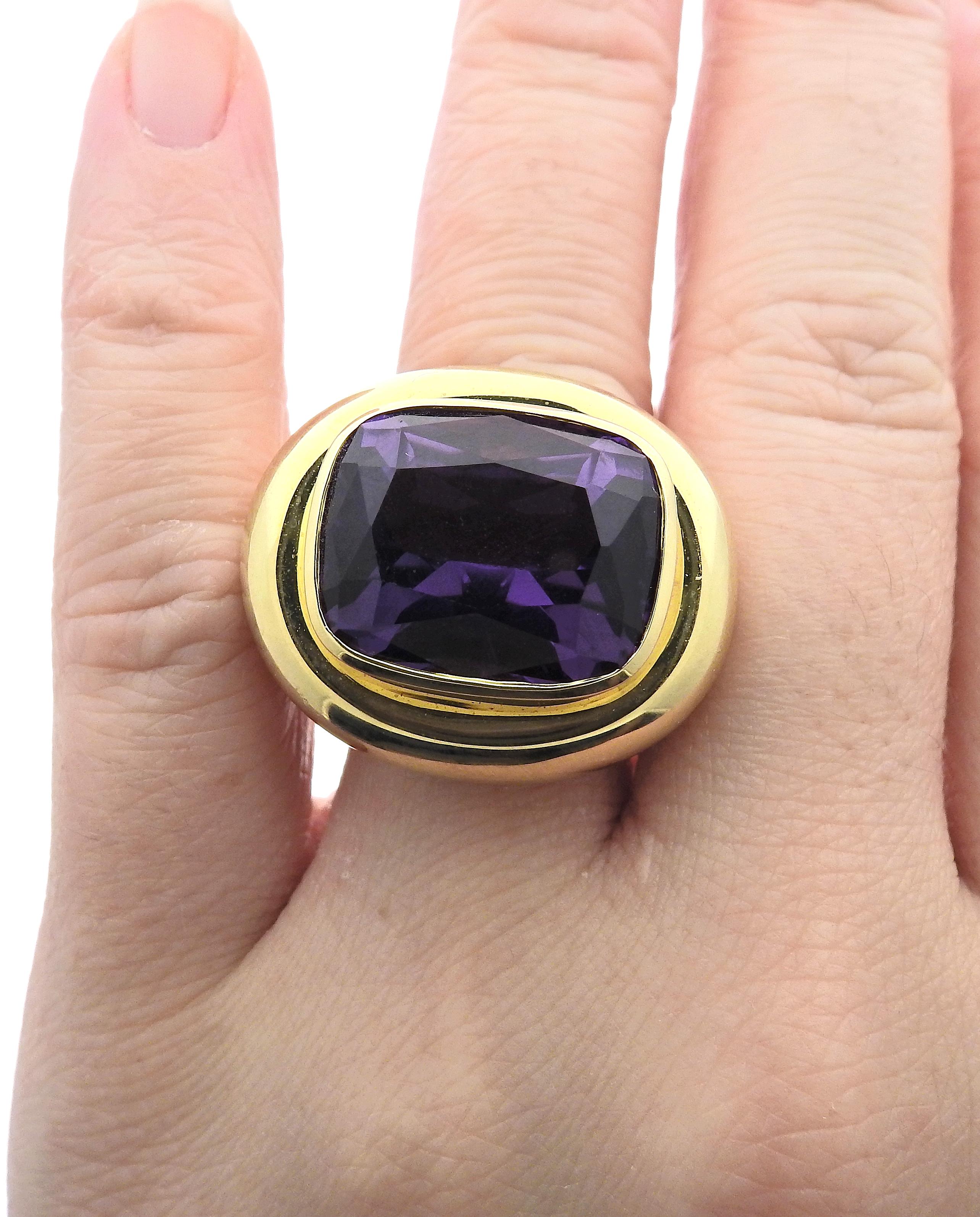 Oval Cut Large Tiffany & Co Paloma Picasso Gold Amethyst Ring For Sale