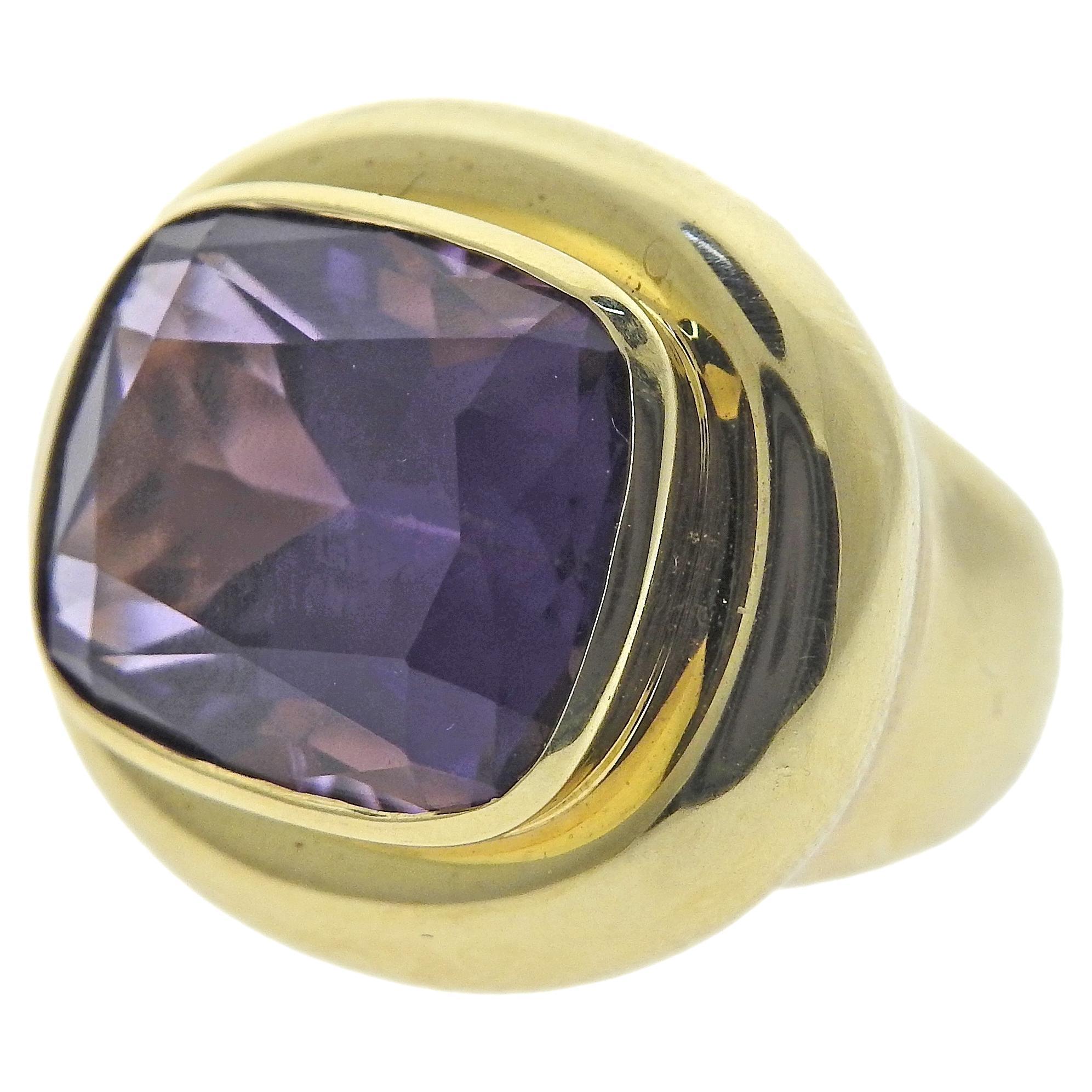 Large Tiffany & Co Paloma Picasso Gold Amethyst Ring For Sale