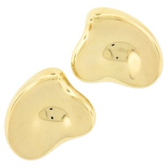 Large Tiffany & Co. Peretti 18k Gold Full Heart Polished Clip on Earrings