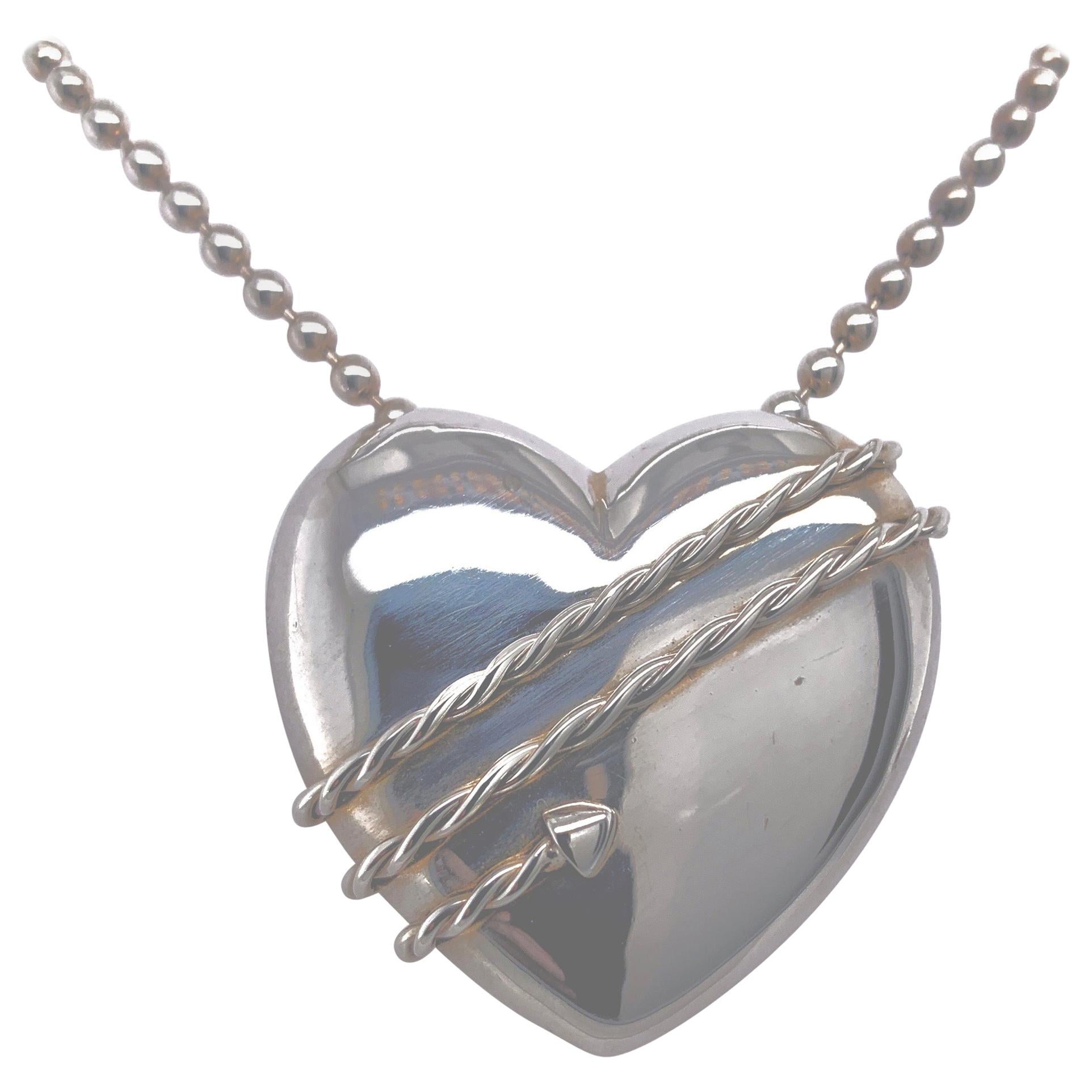 Large Tiffany & Co. Sterling Heart and Chain