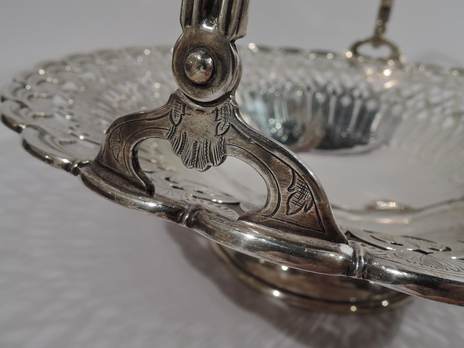 American Large Tiffany Edwardian Art Nouveau Sterling Silver Basket For Sale