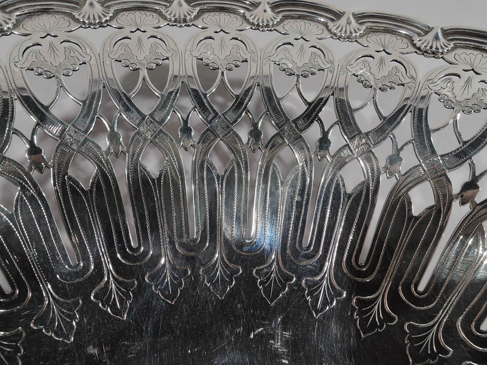 Large Tiffany Edwardian Art Nouveau Sterling Silver Basket For Sale 1