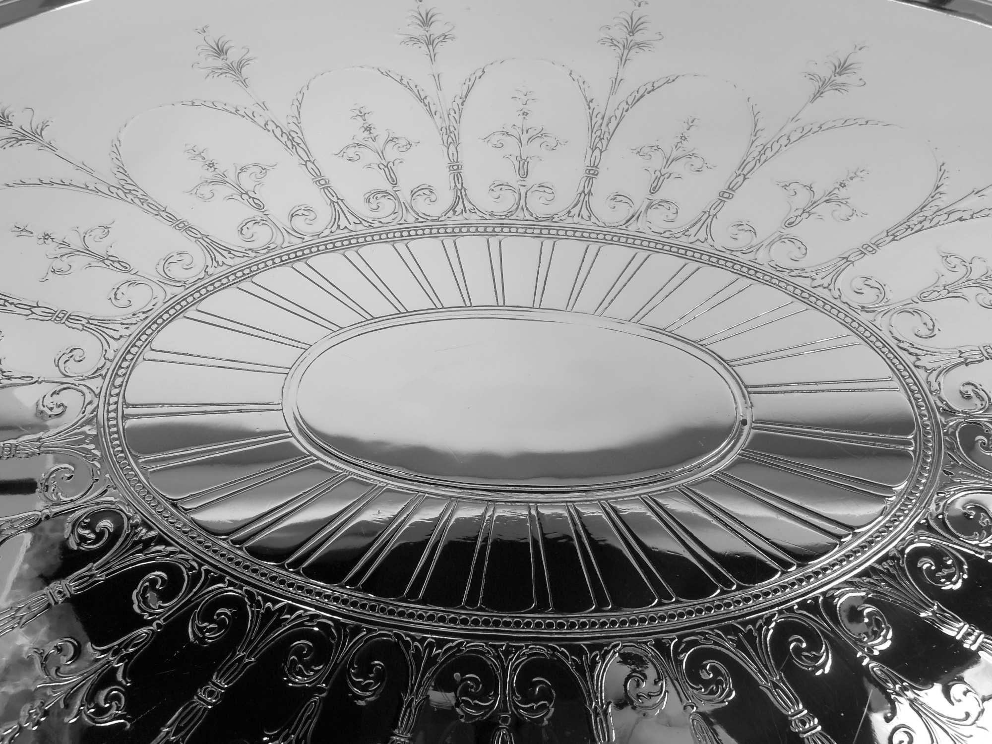 American Large Tiffany Edwardian Regency Sterling Silver Tray For Sale