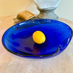 Large Tiffany Elsa Peretti Cobalt Blue Thumbprint Glass Bowl
