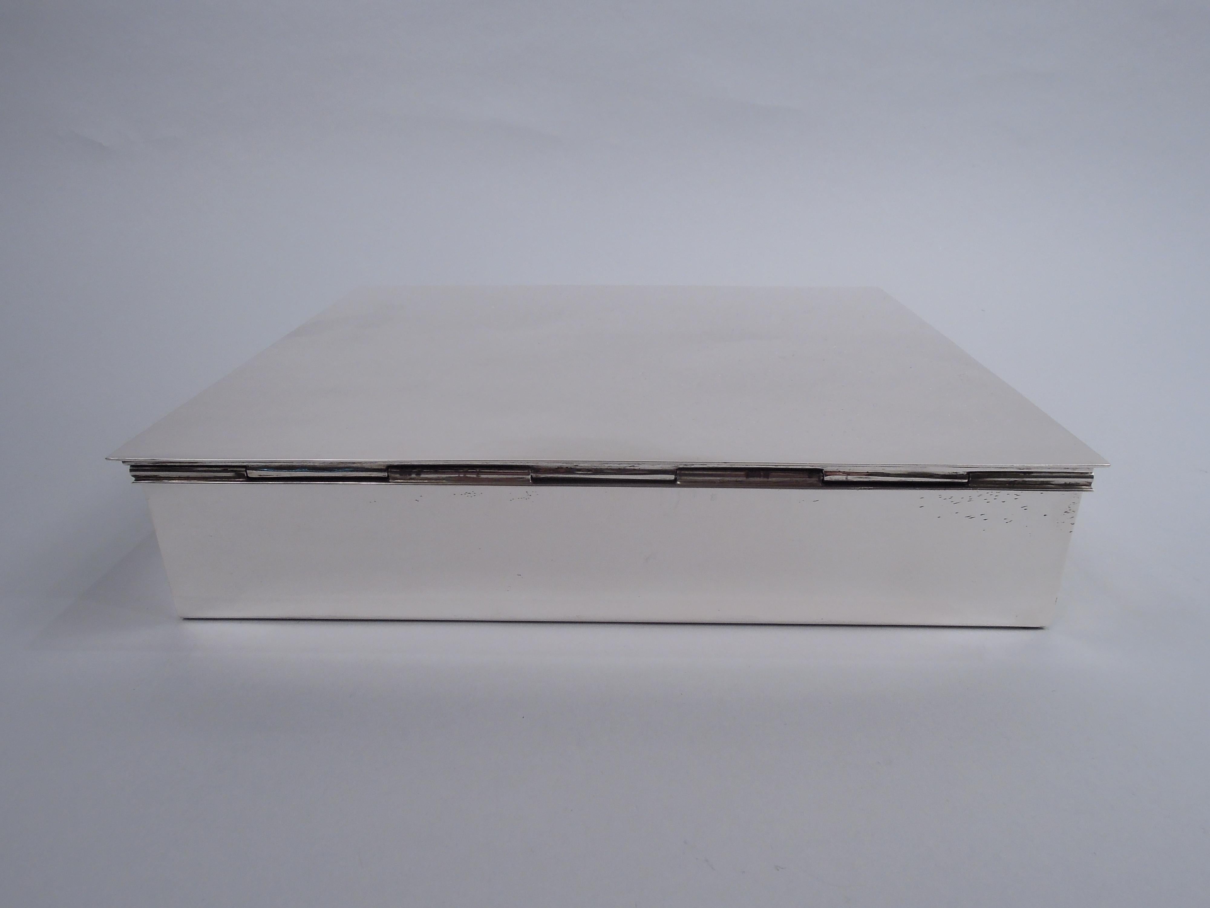 American Large Tiffany Midcentury Modern Sterling Silver Cigar Box For Sale