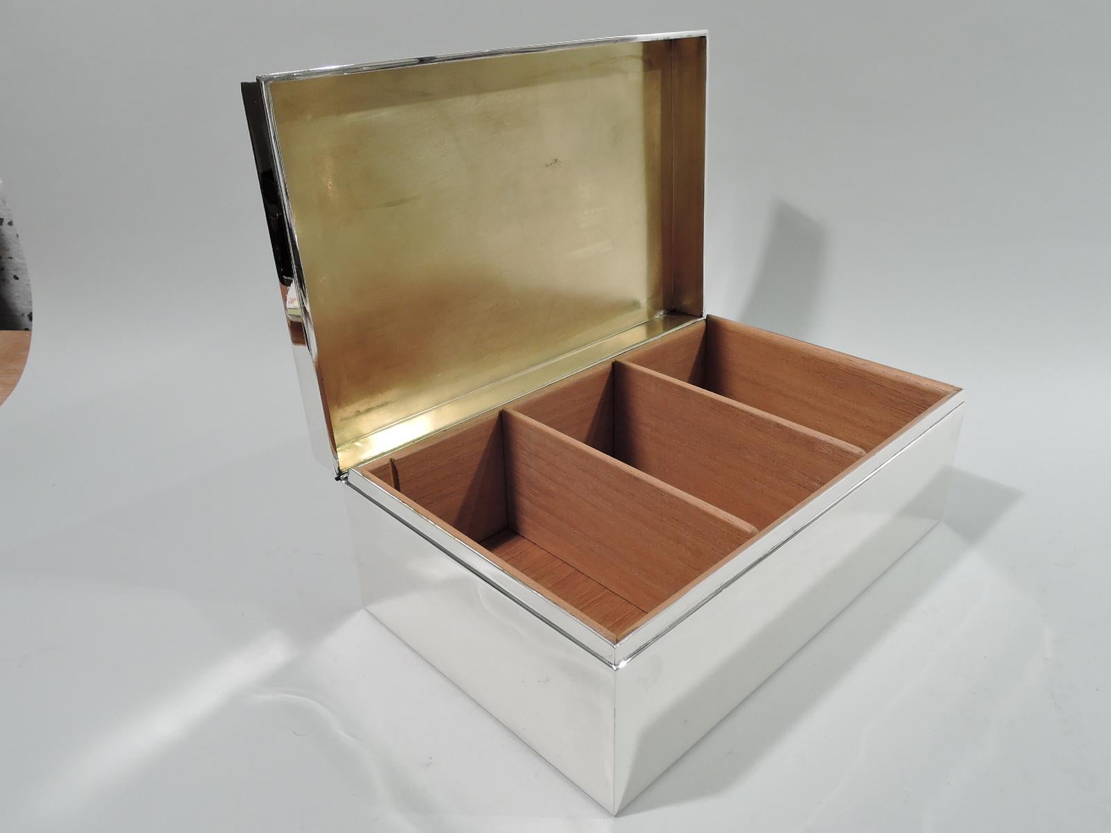 Large Tiffany Modern Sterling Silver Cigar Box In Excellent Condition In New York, NY