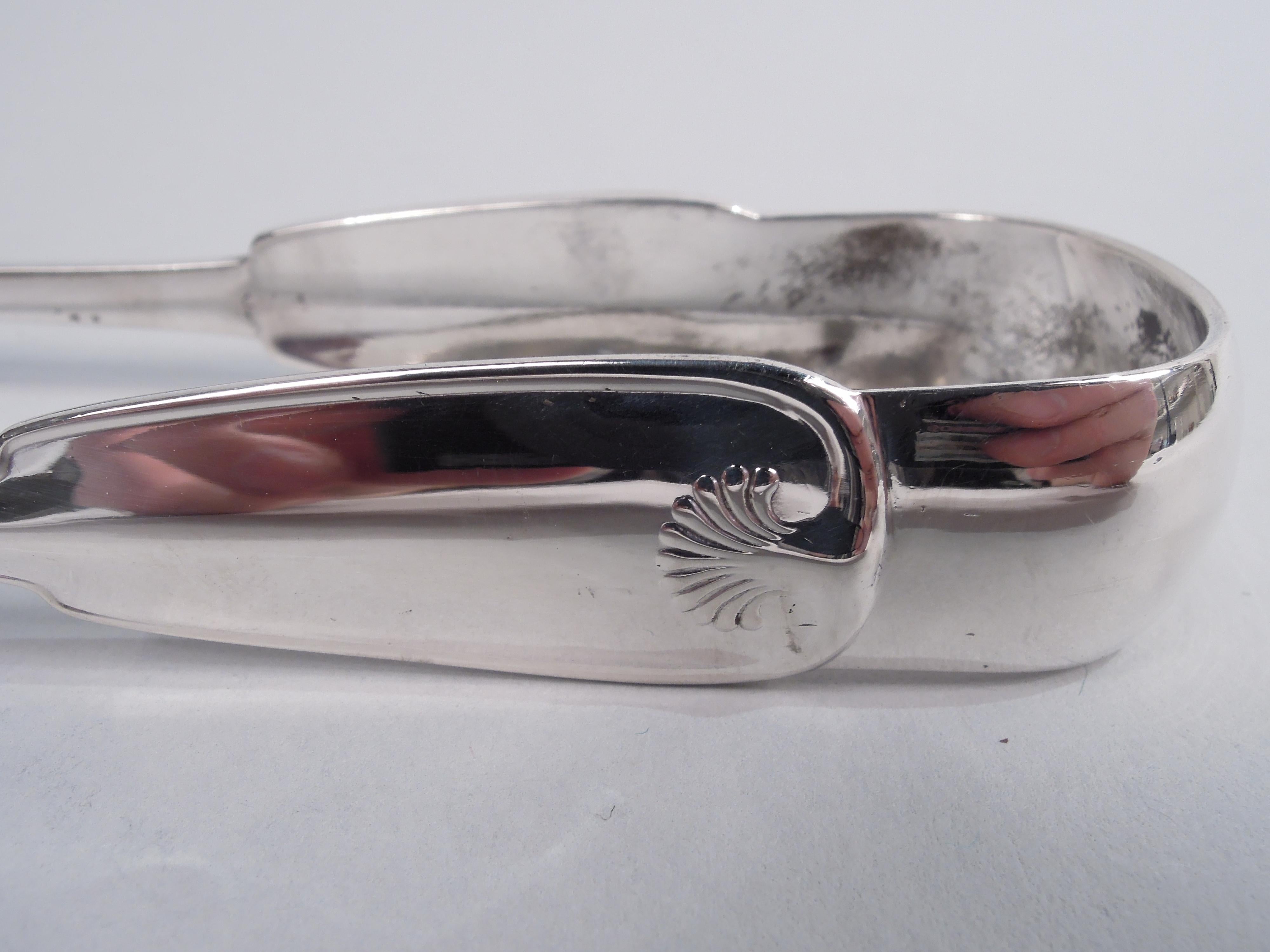 American Classical Large Tiffany Sterling Silver Sugar Tongs in Classical Palm Pattern