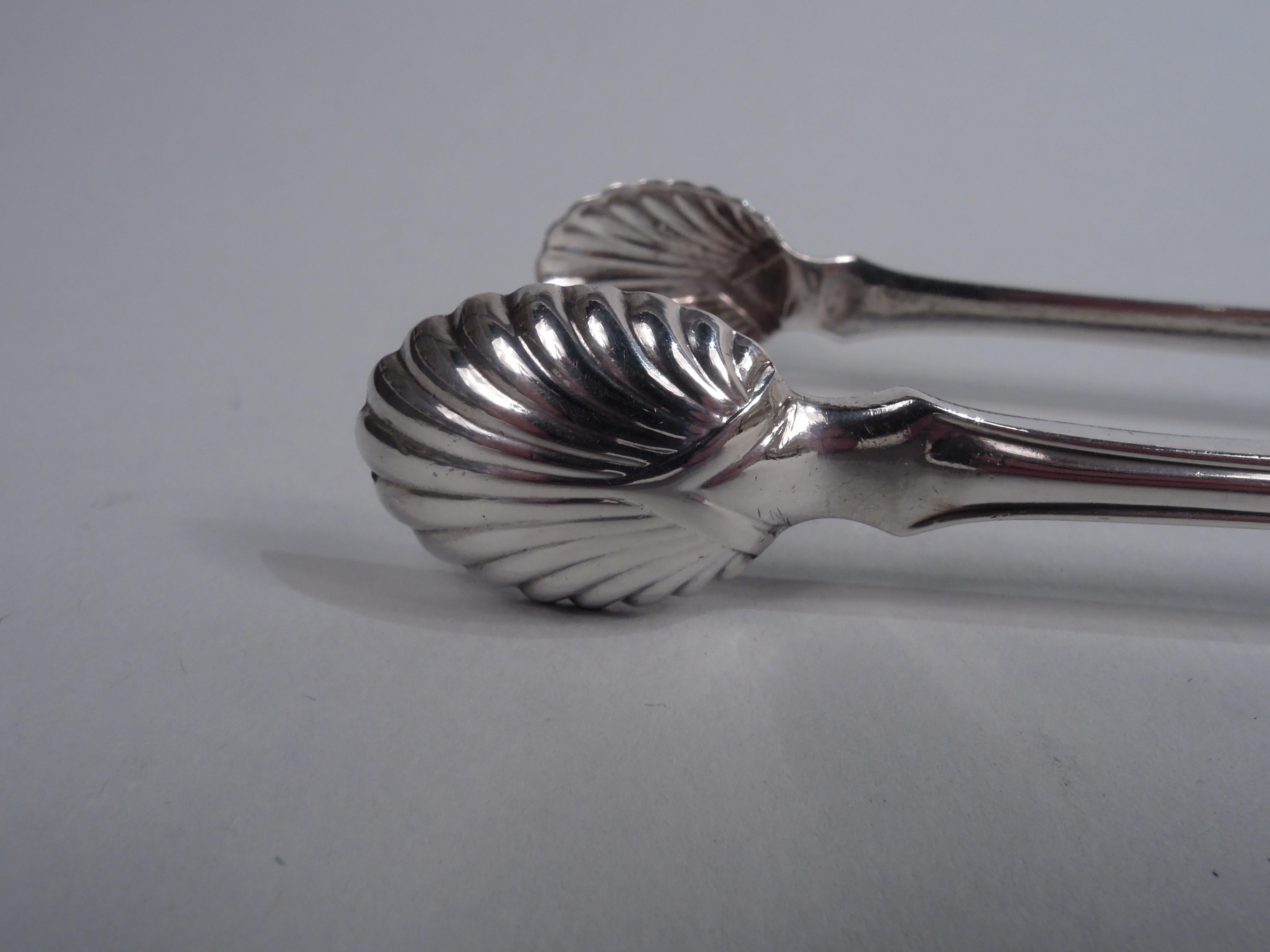 American Large Tiffany Sterling Silver Sugar Tongs in Classical Palm Pattern