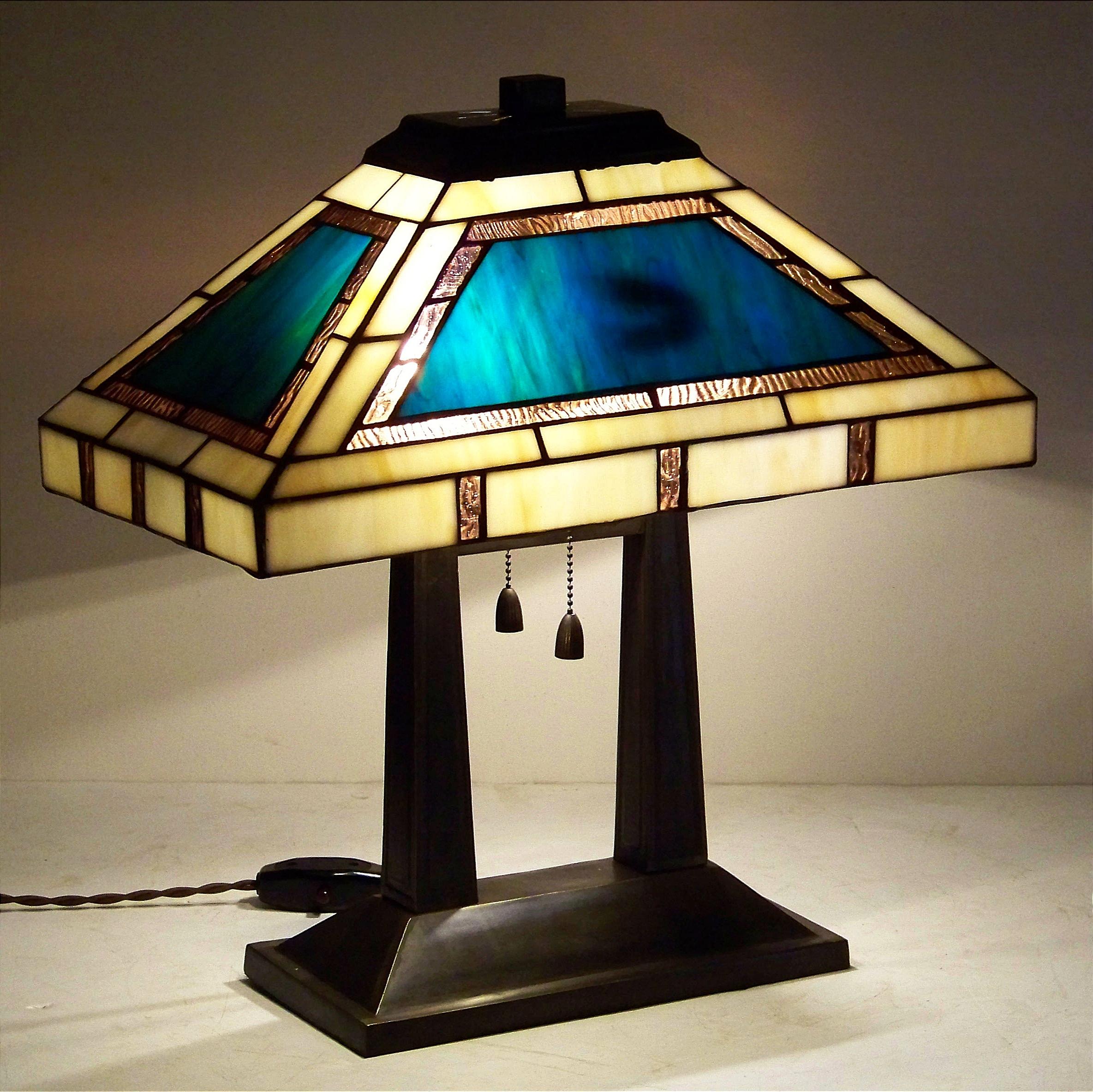 Brass Large Tiffany Table Lamp For Sale
