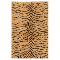 Grand tapis tigre en laine noué à la main, design Art Déco par Djoharian Collection
