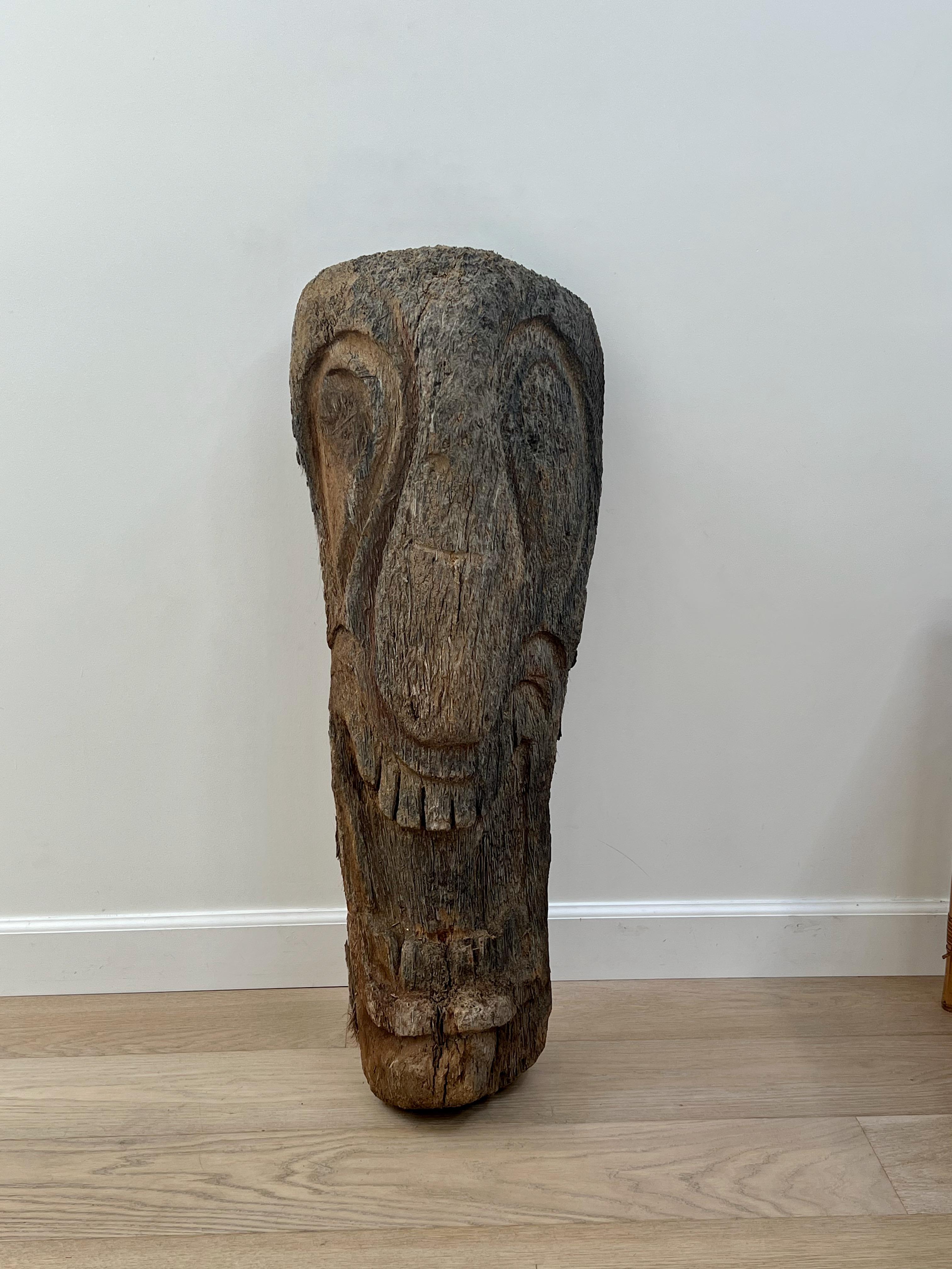 Tiki Head Sculpture from Palmwood 1960s Americana For Sale 1