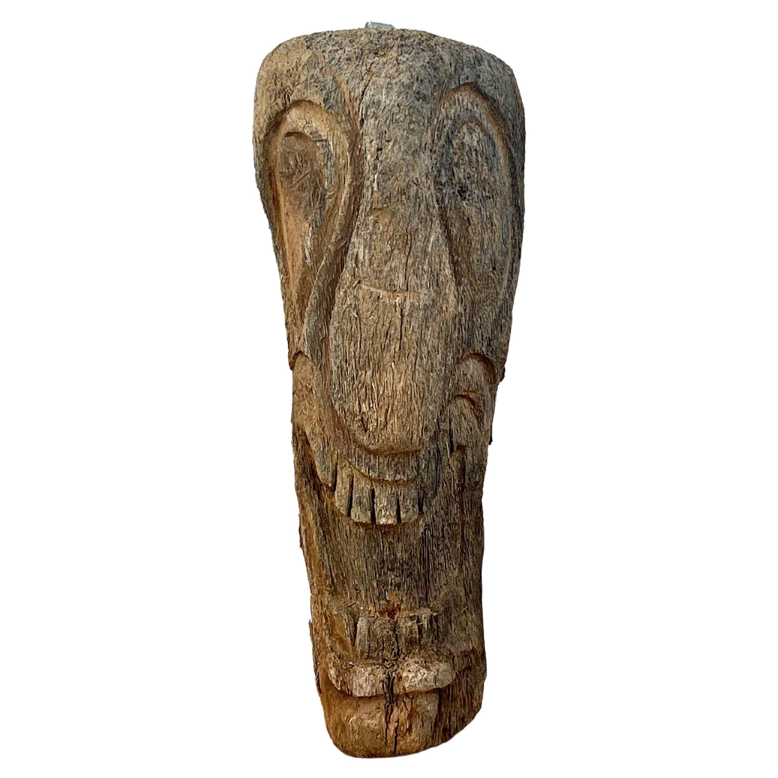 Tiki Head Sculpture from Palmwood 1960s Americana For Sale
