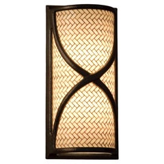 Glass and Bronze Large Tiled Ribbon Sconce Made in California
